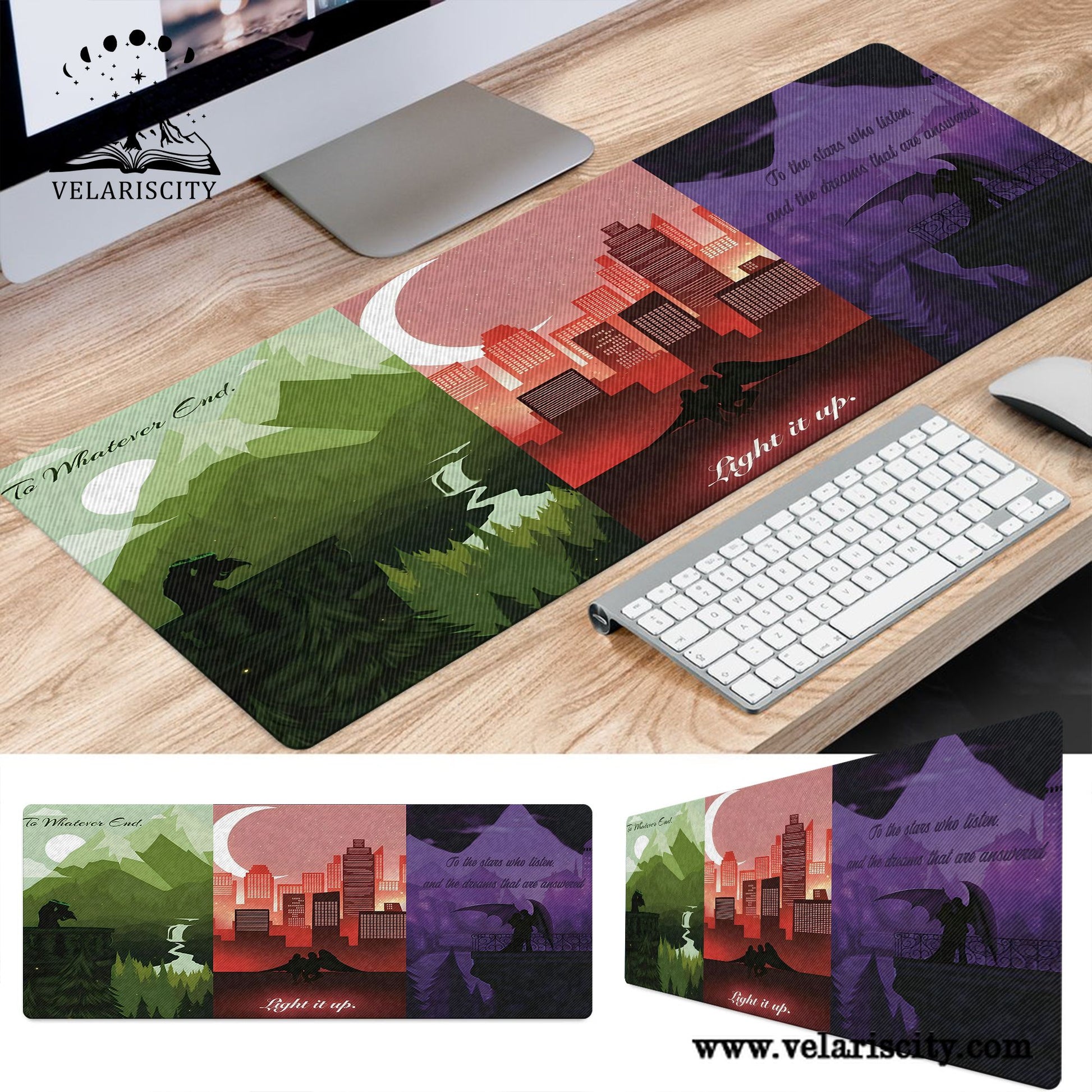 Sarah J Maas Desk Mat ACOTAR Crescent City Throne of Glass Mouse Pad, Bookish Fantasy Desk Pad DMVLR23