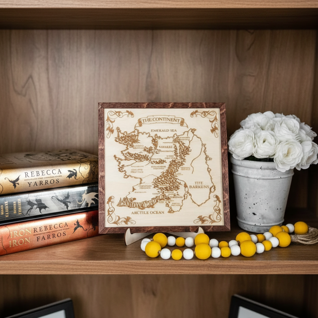 Fourth Wing Navarre Map Wooden Wall Art, Engraved Fantasy Bookish Decor Engraved Navarre Map Decor WSVLR03