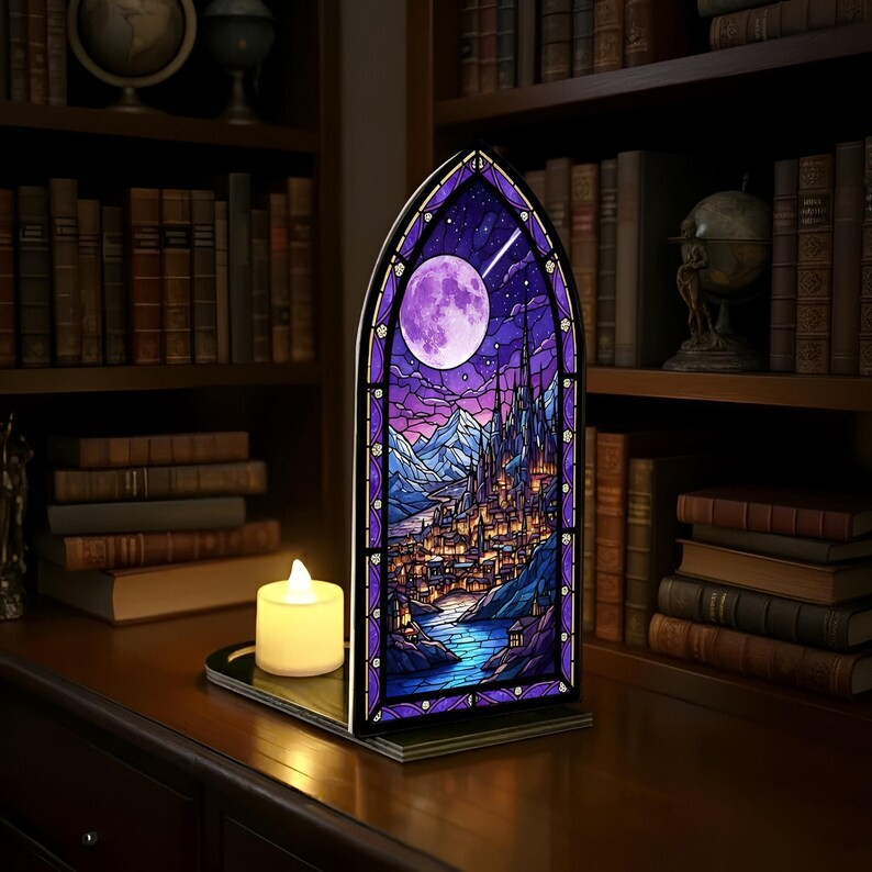 Velaris Book Nook, Night Court Moon Window Lamp, Fantasy Bookshelf Insert, Starfall Decor, Book Lover Gift BNVLR38