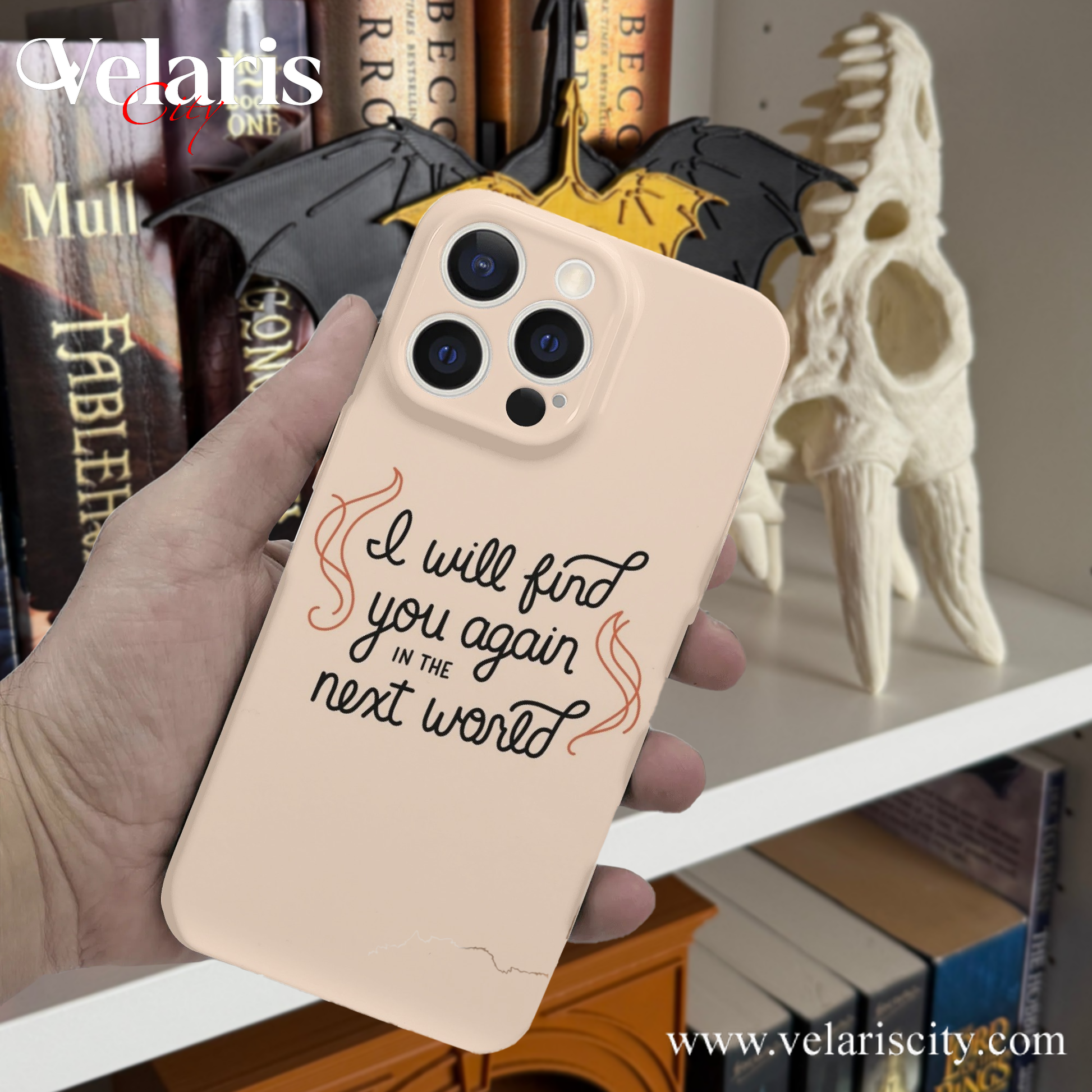 Velaris Inspired Phone Case - 'I Will Find You Again in the Next World' Quote, ACOWAR Phonecase, Fantasy Romance Book Lover iPhone Cover PCVLR13