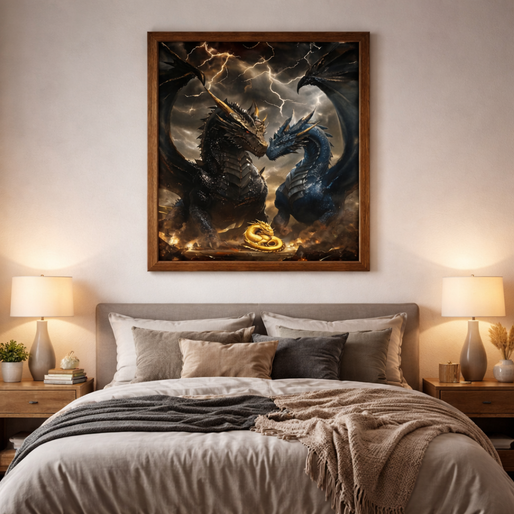 Fourth Wing Dragon Art Poster, Tairn Sgaeyl Andarna Wall Art, Rebecca Yarros Bookish Fantasy Decor VLRP78