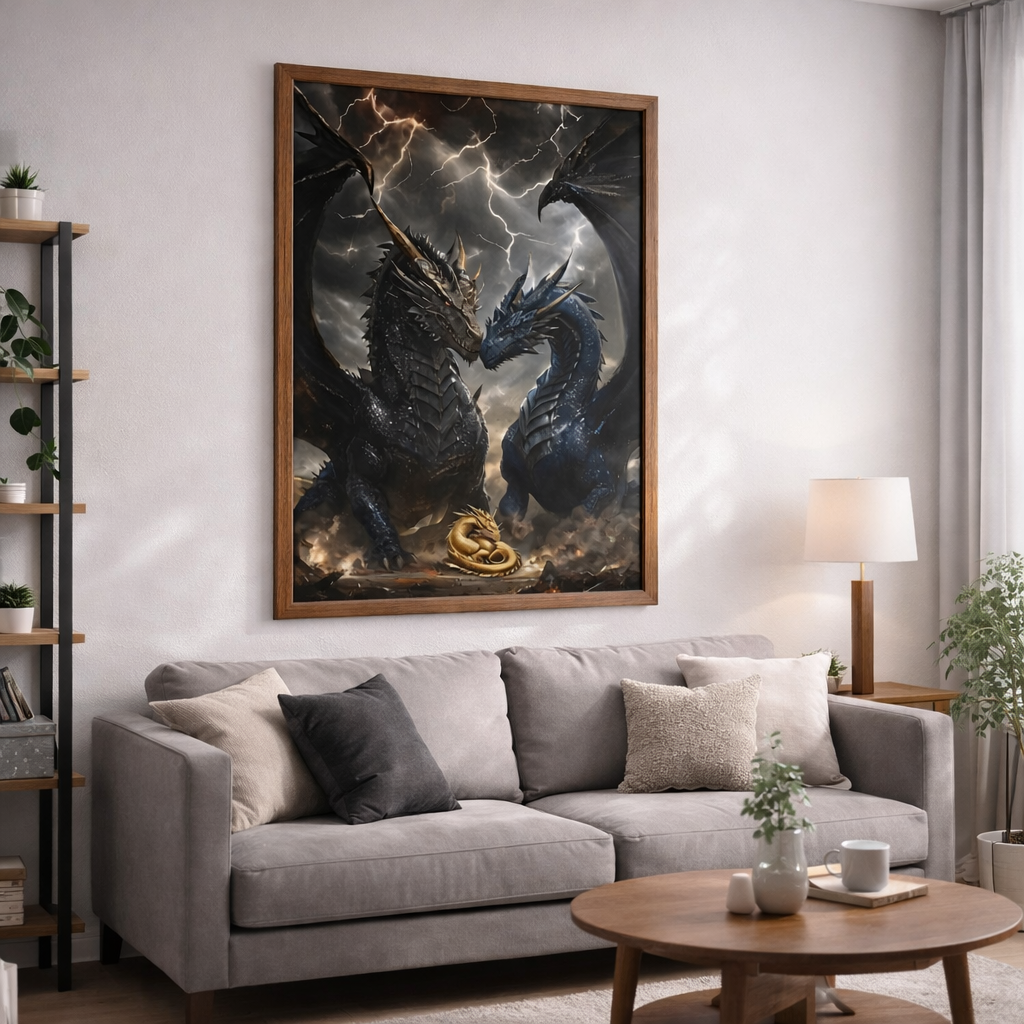 Fourth Wing Dragon Art Poster, Tairn Sgaeyl Andarna Wall Art, Rebecca Yarros Bookish Fantasy Decor VLRP78