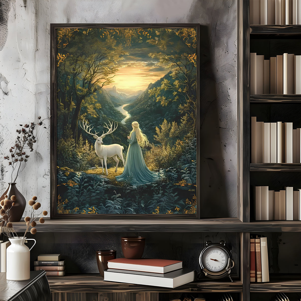 Aelin and the White Stag Fantasy Poster, Throne of Glass Wall Art, TOG Bookish Print, Magical Forest Decor for Readers VLRP52