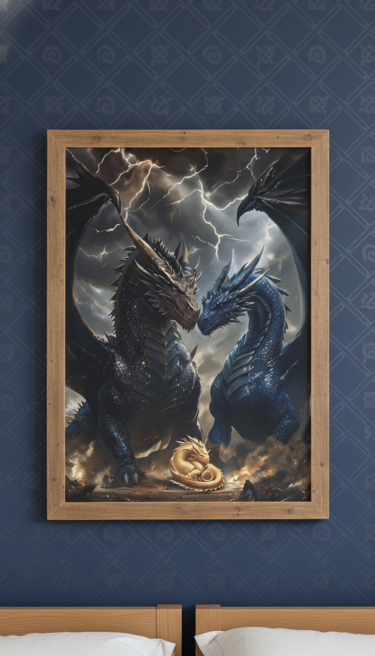 Fourth Wing Dragon Art Poster, Tairn Sgaeyl Andarna Wall Art, Rebecca Yarros Bookish Fantasy Decor VLRP78