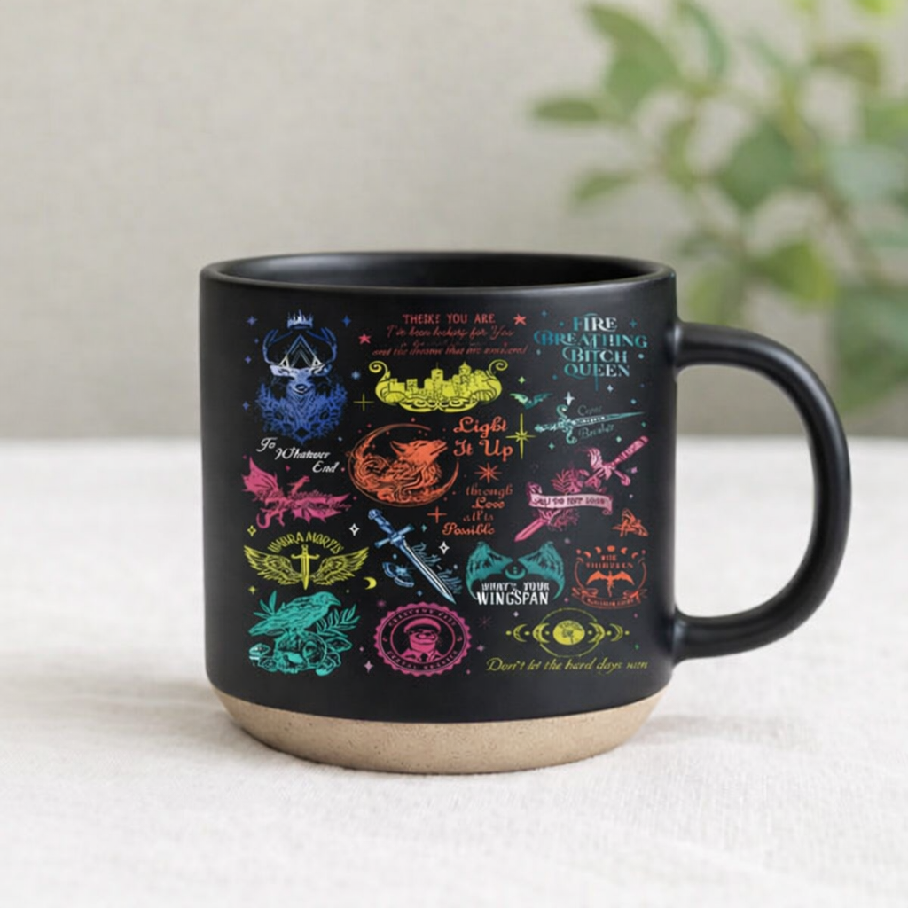 Sarah J Maas Quote Pottery Mug, Bookish Fantasy Coffee Cup, ACOTAR Throne of Glass Crescent City Reader Gift PMVLR34