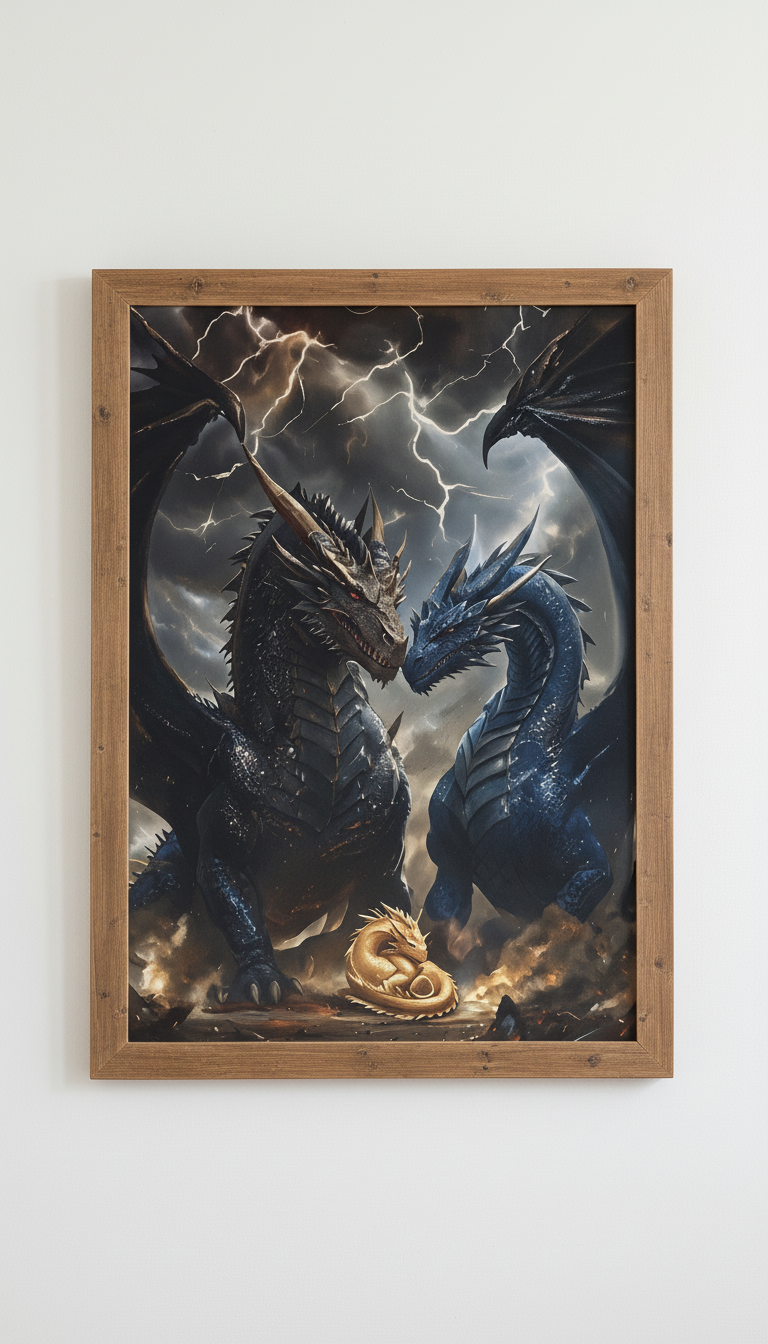 Fourth Wing Dragon Art Poster, Tairn Sgaeyl Andarna Wall Art, Rebecca Yarros Bookish Fantasy Decor VLRP78