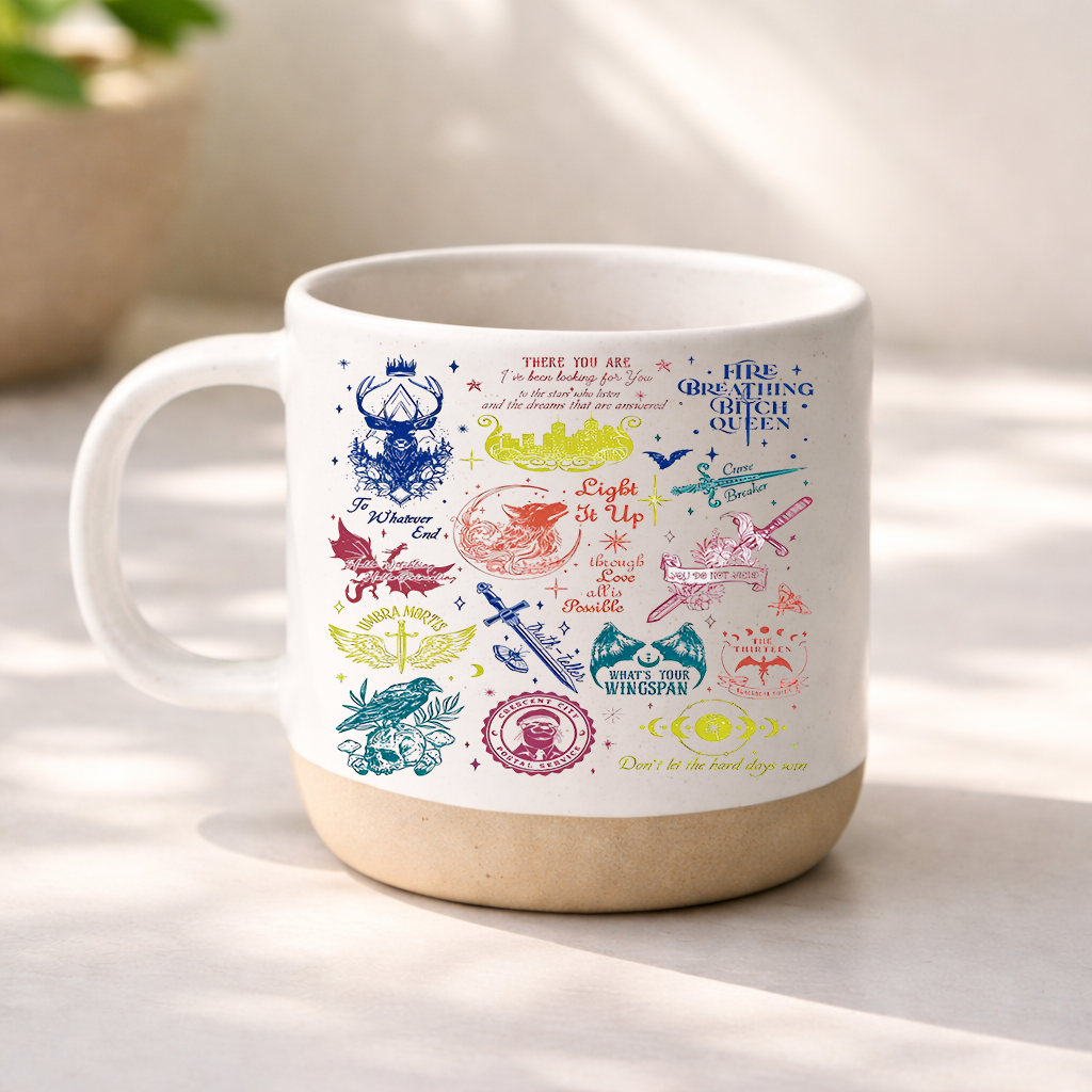 Sarah J Maas Quote Pottery Mug, Bookish Fantasy Coffee Cup, ACOTAR Throne of Glass Crescent City Reader Gift PMVLR34