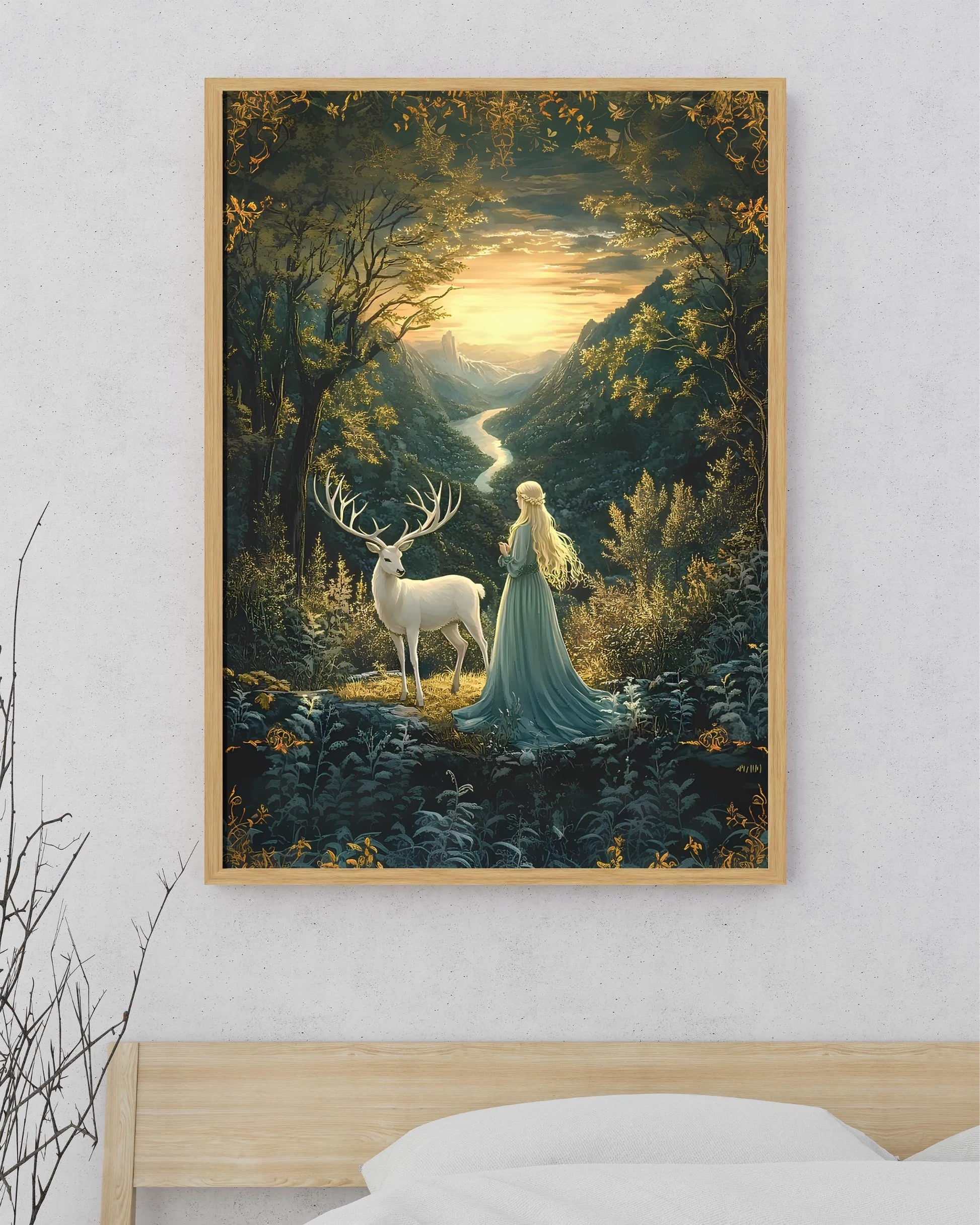 Aelin and the White Stag Fantasy Poster, Throne of Glass Wall Art, TOG Bookish Print, Magical Forest Decor for Readers VLRP52