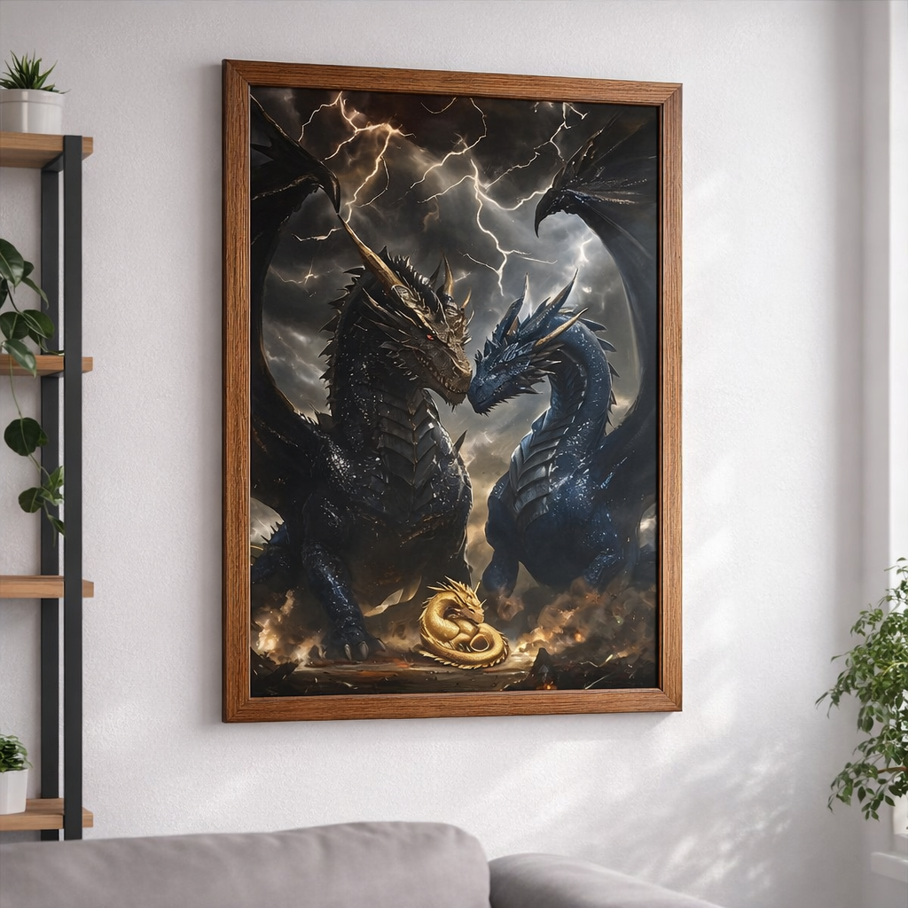 Fourth Wing Dragon Art Poster, Tairn Sgaeyl Andarna Wall Art, Rebecca Yarros Bookish Fantasy Decor VLRP78