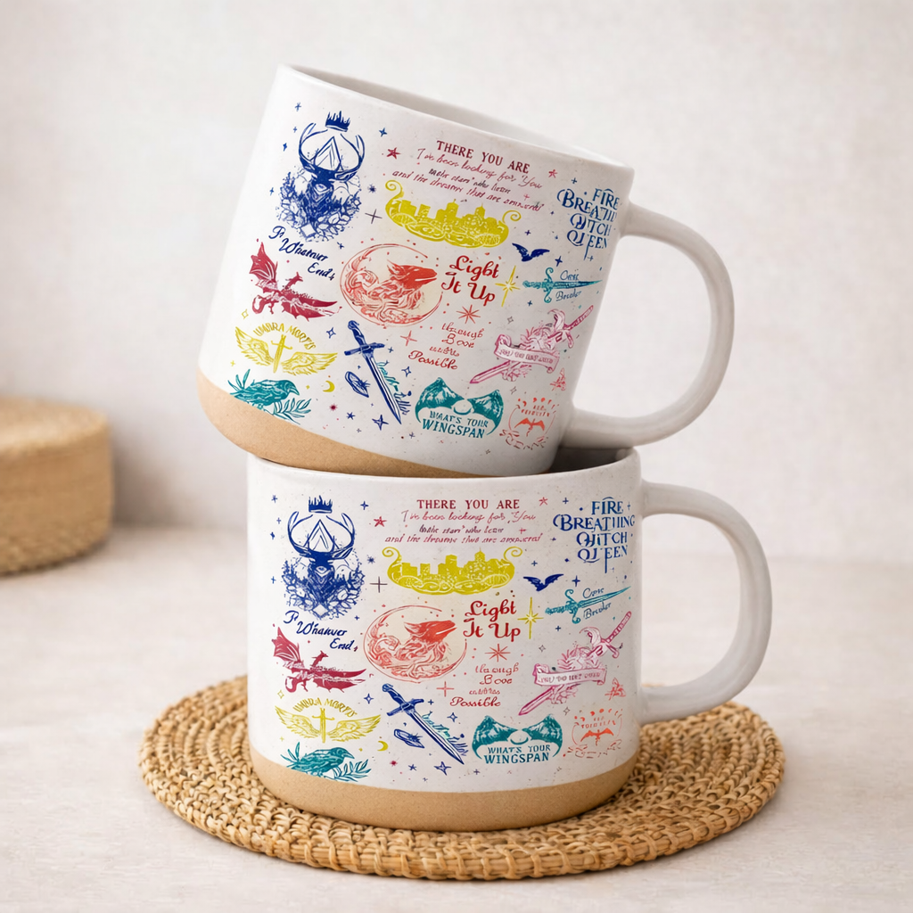 Sarah J Maas Quote Pottery Mug, Bookish Fantasy Coffee Cup, ACOTAR Throne of Glass Crescent City Reader Gift PMVLR34