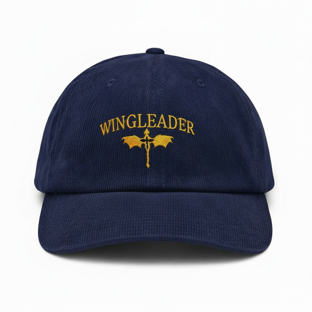 Wingleader Corduroy Dad Hat, Fourth Wing Inspired Embroidered Cap, Dragon Rider Fantasy Bookish Gift VLRH27