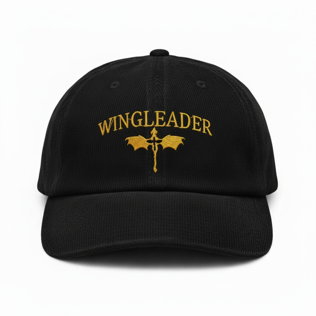 Wingleader Corduroy Dad Hat, Fourth Wing Inspired Embroidered Cap, Dragon Rider Fantasy Bookish Gift VLRH27