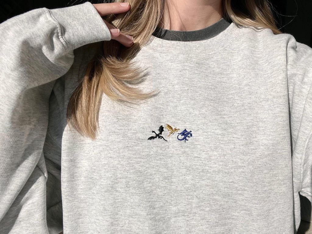 Tiny dragons embroidered sweatshirt, Fourth Wing embroidered sweatshirt, booktok, bookish gifts, dragon, basgiath war college crewneck VEMB32