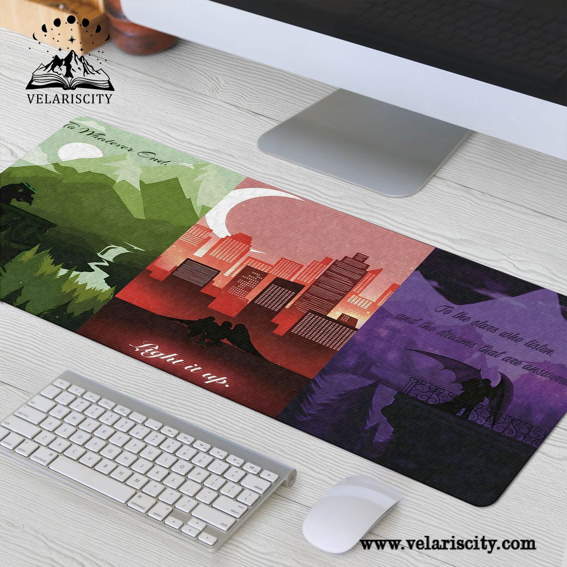 Sarah J Maas Desk Mat ACOTAR Crescent City Throne of Glass Mouse Pad, Bookish Fantasy Desk Pad DMVLR23