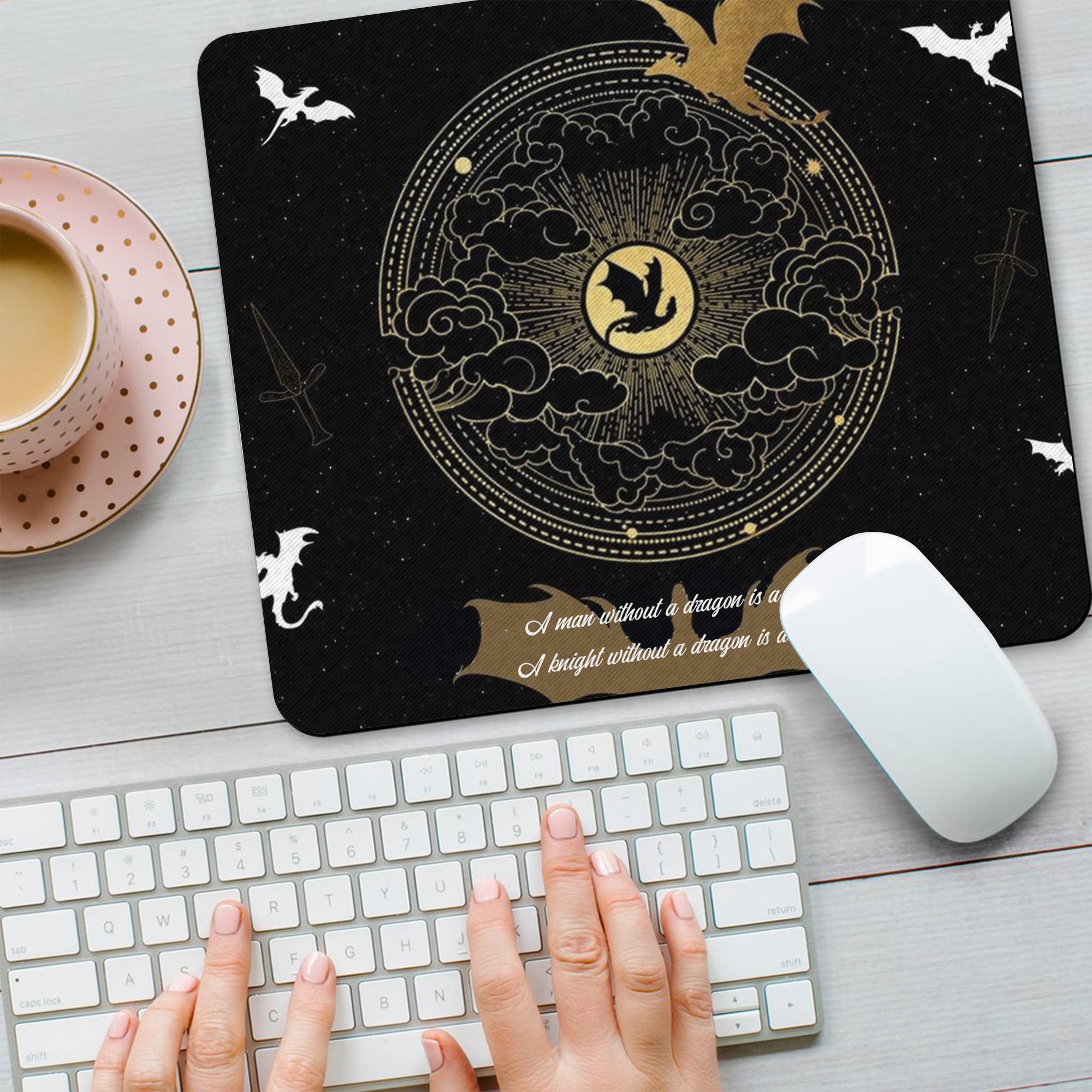 Fourth Wing Dragon Desk Mat, Epic Fantasy Quote Mouse Pad, Empyrean Series Desk Pad, Gifts For Him DMVLR13
