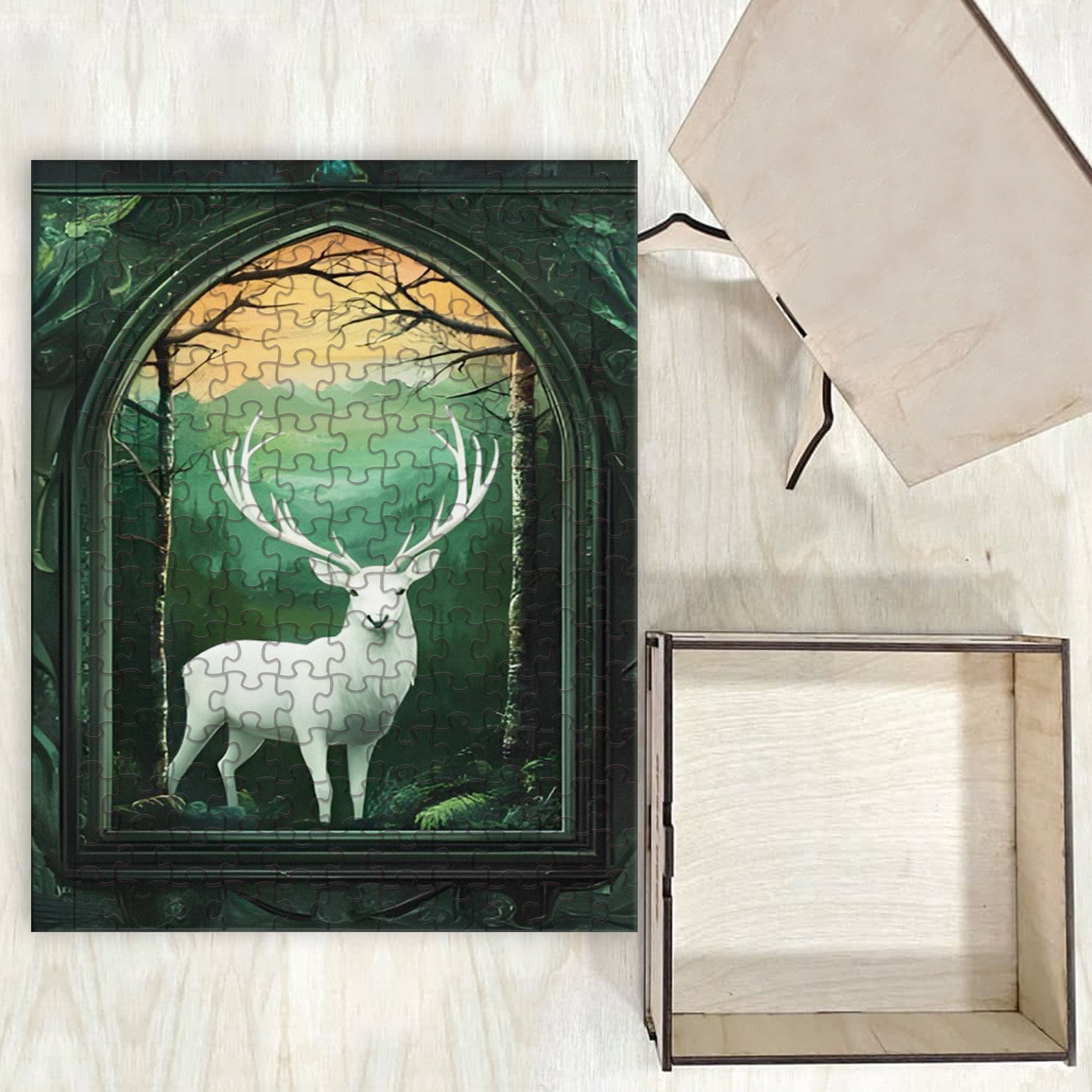 Throne of Glass Puzzle White Stag, Terrasen Fantasy Wooden Jigsaw Puzzle Bookish Gift PVLR15
