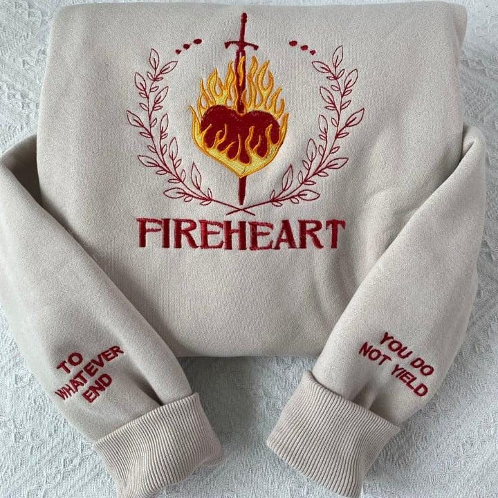 Throne Of Glass Fireheart Embroidered Sweatshirt, Tshirt,Throne Of Glass Quote, Empire of Storms, Heir of Fire Hoodie Gifts For Book Lovers VEMB33