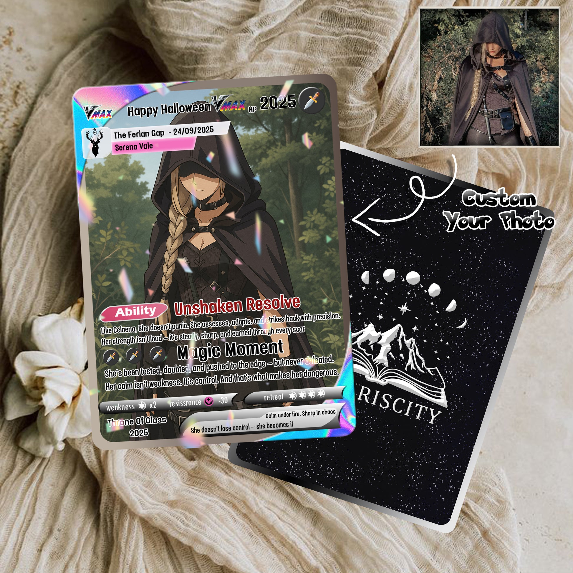 Happy Halloween Custom Card, Custom Photo Anime Card, Throne Of Glass Card Gift, Custom Celaena Card Gift. CVLR035