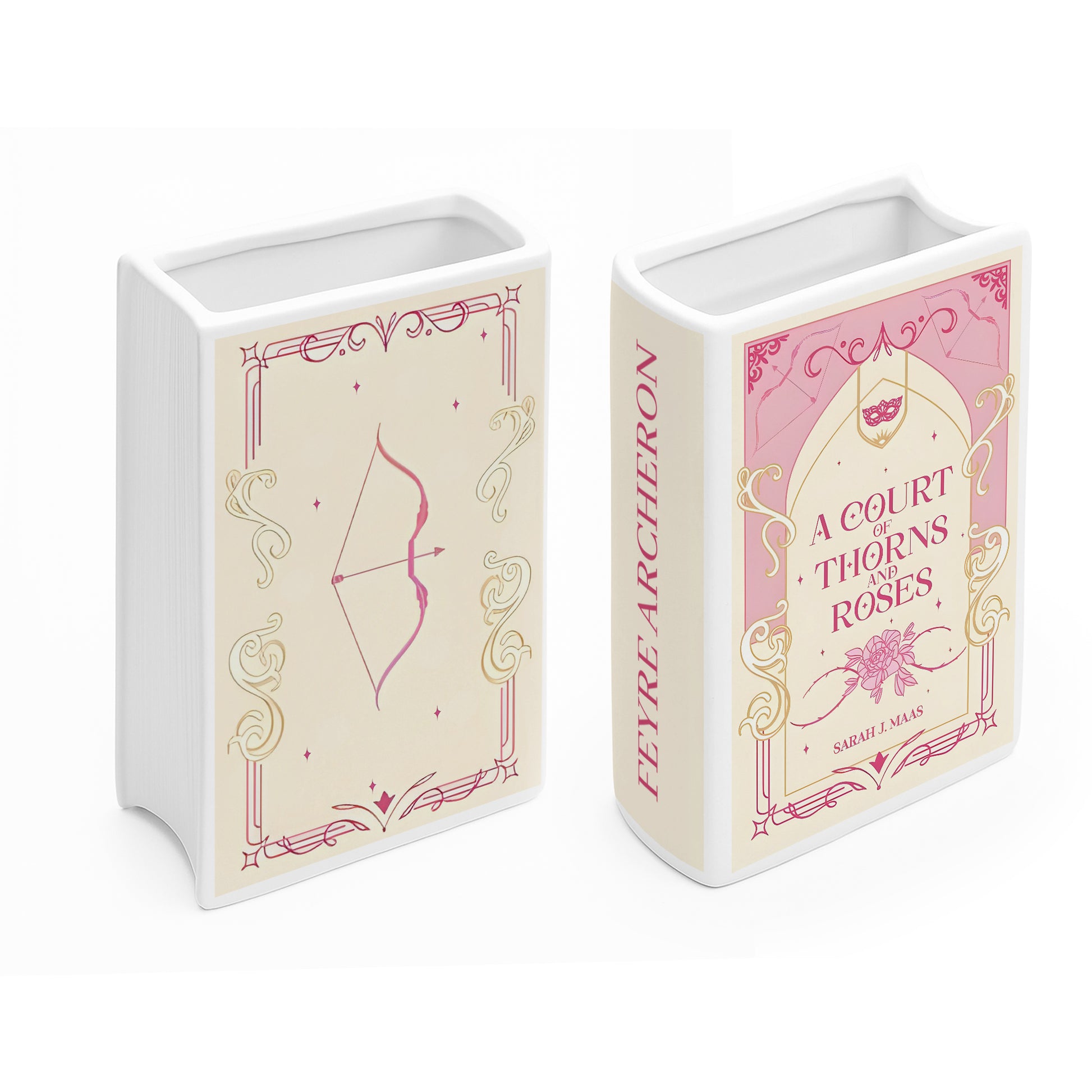 A Court of Thorns and Roses Ceramic Book Vase, Romantic Fantasy Decor, Archer Aesthetic Gift for ACOTAR Book Lovers CVVRL14