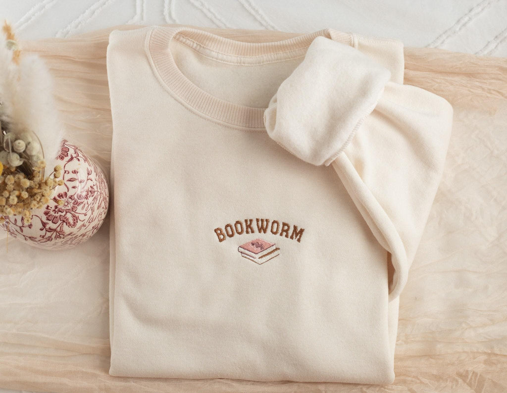 Embroidered Bookworm Sweatshirt, Cozy Book Lover Crewneck, Bookish Gifts, Book Club Embroidered, Gifts For Reader