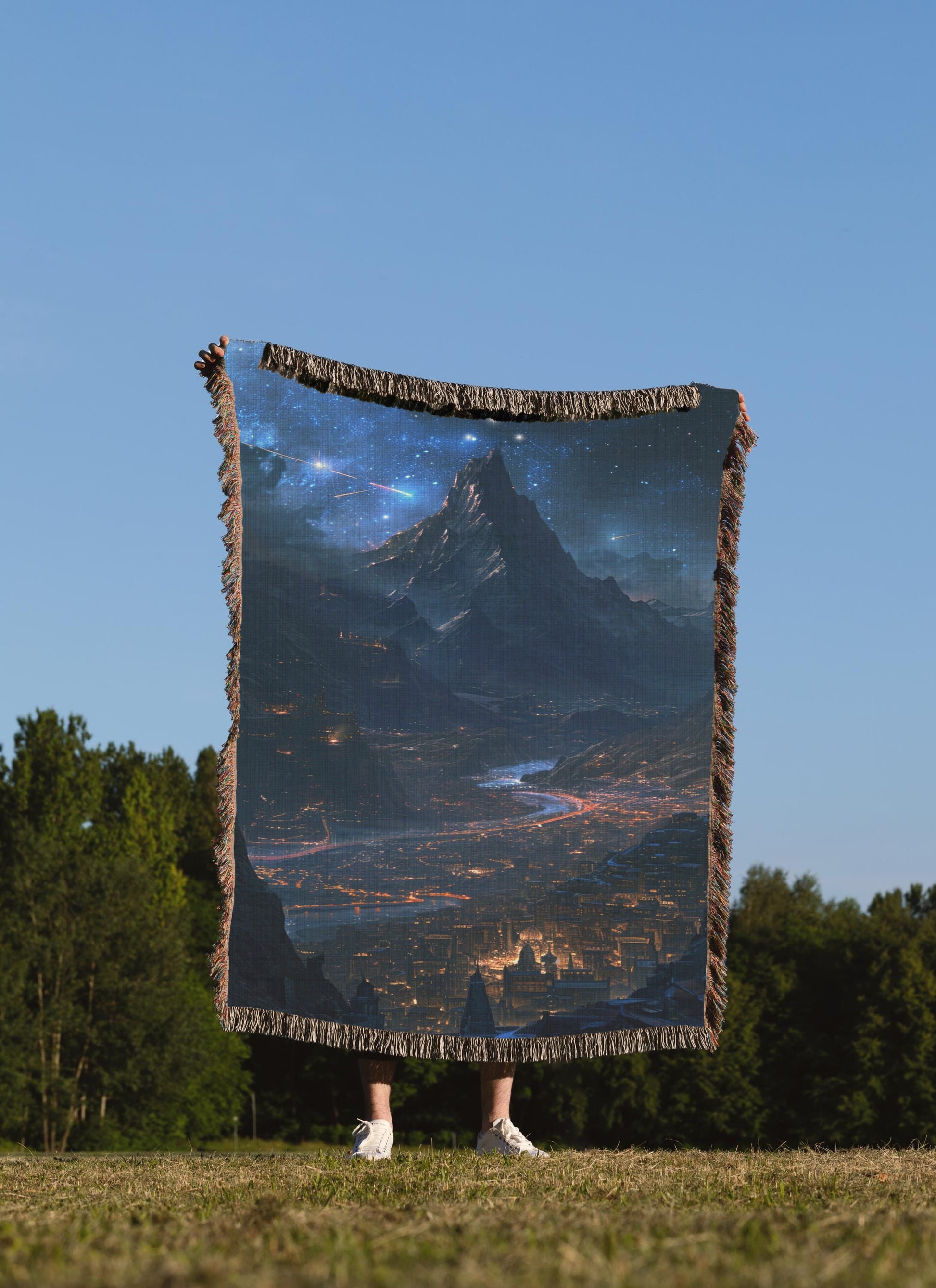 Velaris Inspired Woven Blanket, City of Starlight Design Throw, Mountain and Floral Fantasy Art, Magical Home Decor for ACOTAR Fans BKVLR14