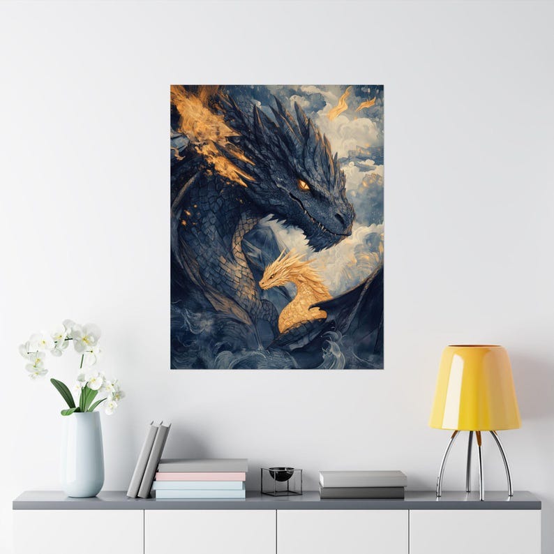 Tairn Andarna Dragon Art Print - Fourth Wing Book Inspired Poster, Fantasy Wall Art, Romantic Dragon Decor, Gift For Readers, Bookish Room VLRP15
