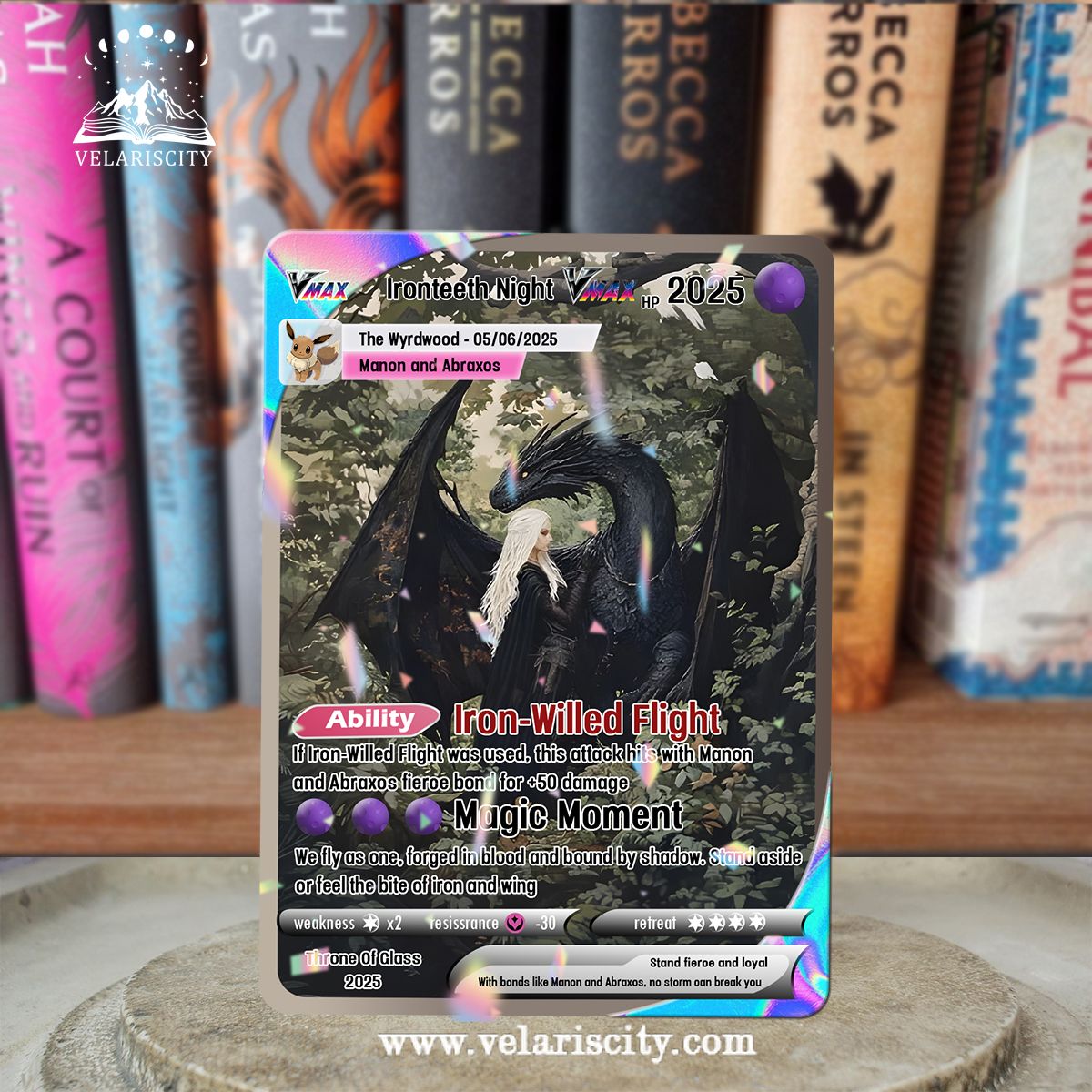 Manon and Abraxos Custom Card, Throne of Glass Fan Art, Fantasy Collectible Gift, Unique Gift for Fans CVLR015