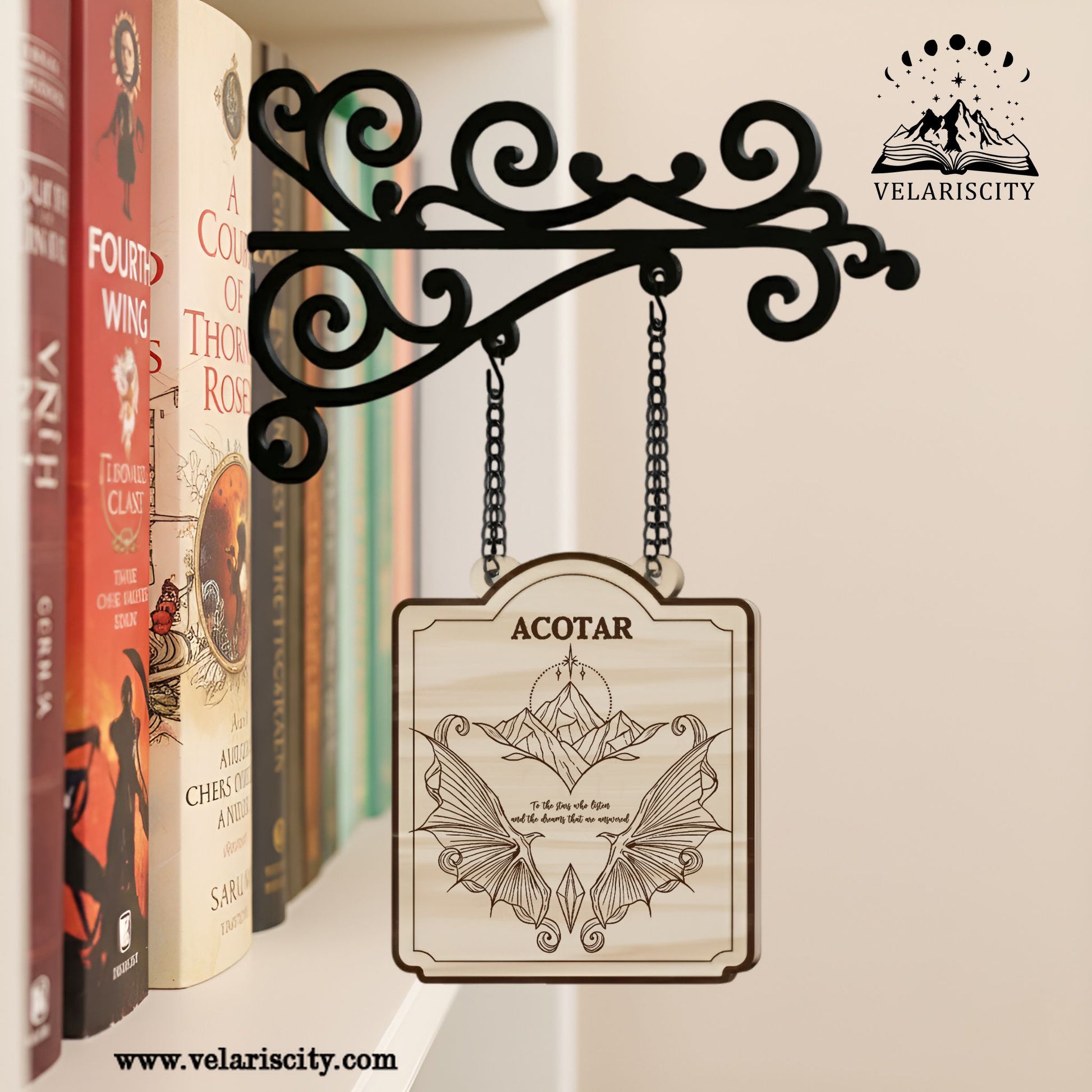 ACOTAR Book Tavern Signs, To the Stars Who Listen Wooden Sign, Night Court Velaris Fantasy Decor, Fantasy Decor for Book Lovers, Home Library Decor, Book Gift BSVLR15
