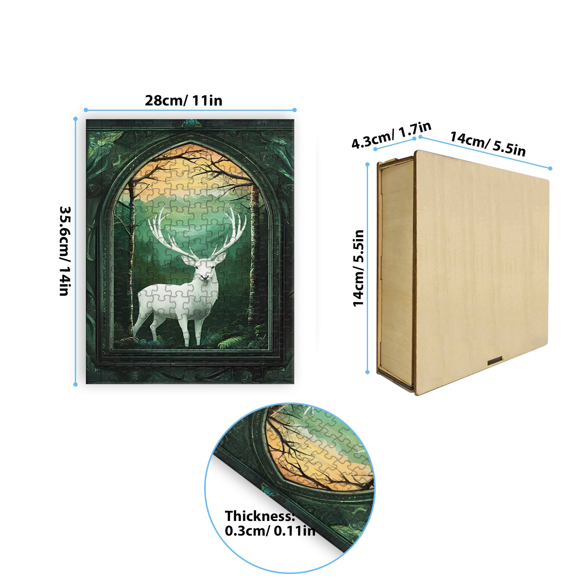 Throne of Glass Puzzle White Stag, Terrasen Fantasy Wooden Jigsaw Puzzle Bookish Gift PVLR15