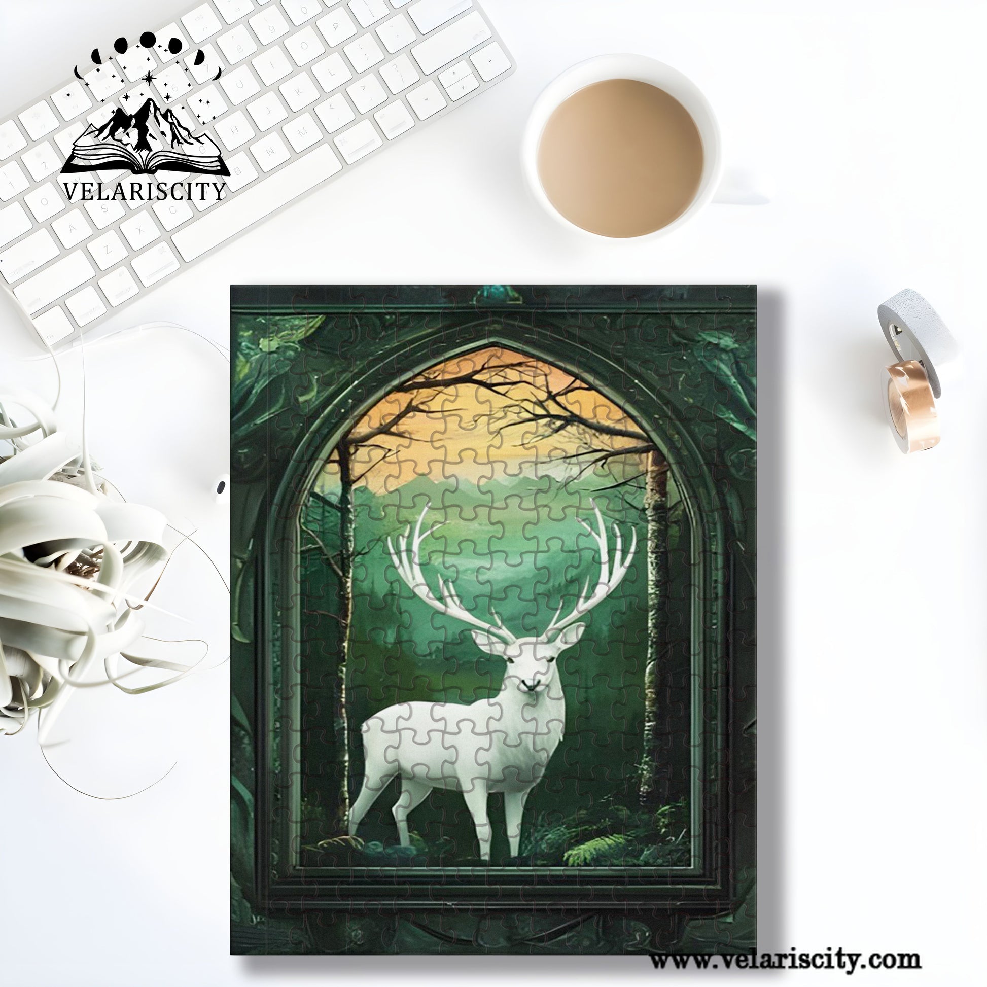 Throne of Glass Puzzle White Stag, Terrasen Fantasy Wooden Jigsaw Puzzle Bookish Gift PVLR15