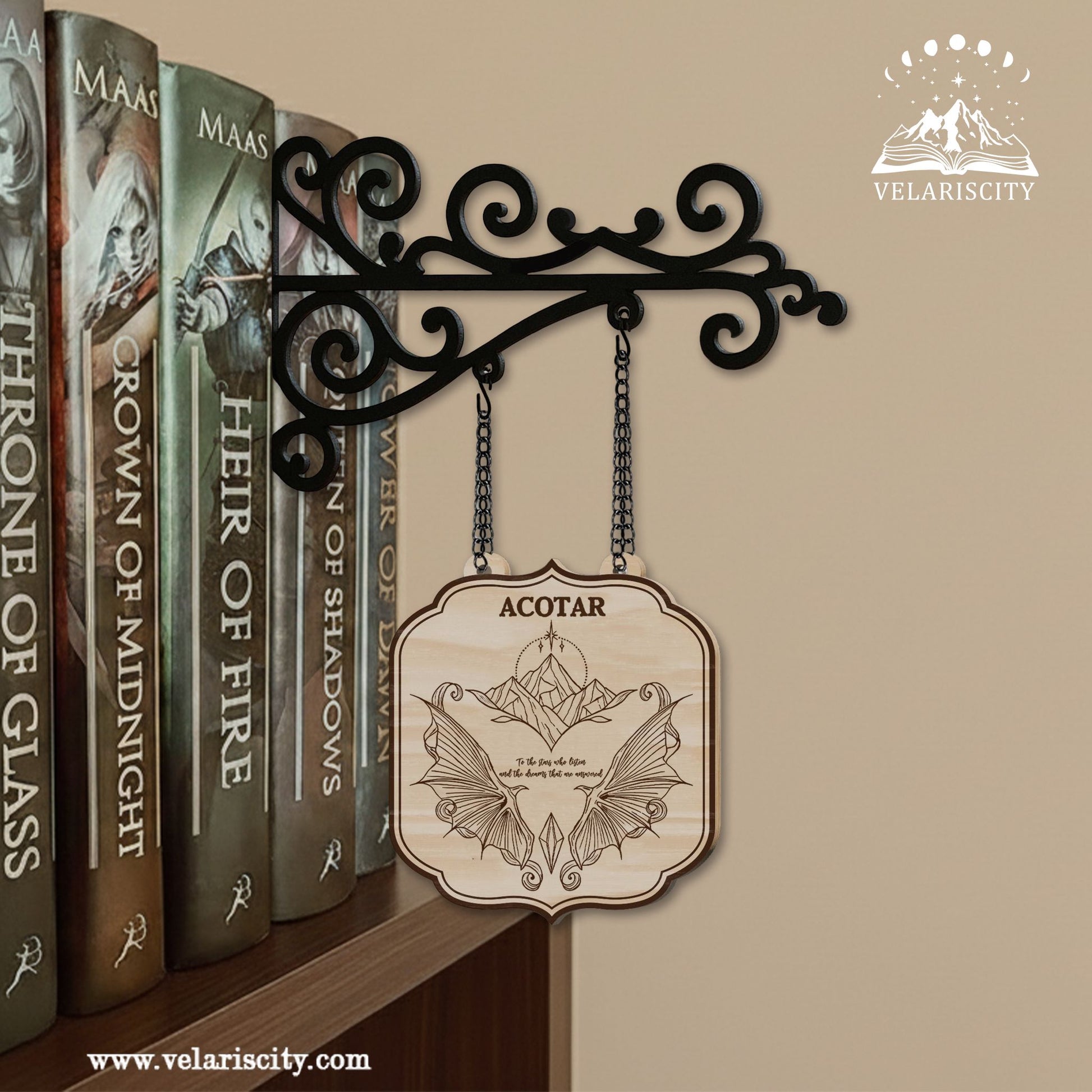 ACOTAR Book Tavern Signs, To the Stars Who Listen Wooden Sign, Night Court Velaris Fantasy Decor, Fantasy Decor for Book Lovers, Home Library Decor, Book Gift BSVLR15