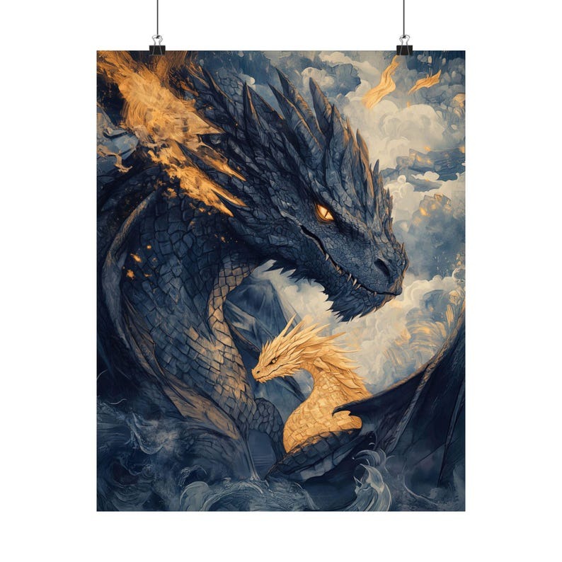 Tairn Andarna Dragon Art Print - Fourth Wing Book Inspired Poster, Fantasy Wall Art, Romantic Dragon Decor, Gift For Readers, Bookish Room VLRP15