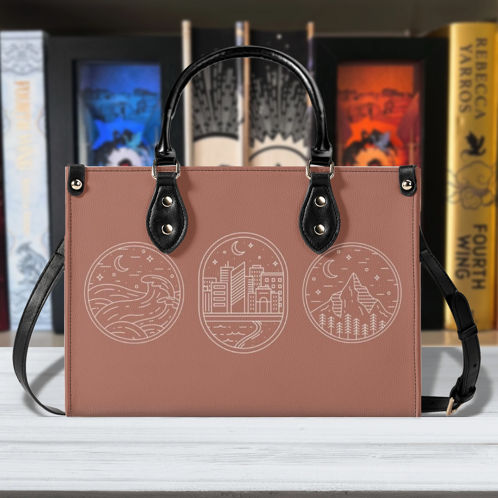 Velaris Inspired Leather Bag ,Minimalist City and Nature Inspired Bag, Personalized Leather Bag, Fantasy Leather Handbag, Perfect Gift for Women. HBVLR15