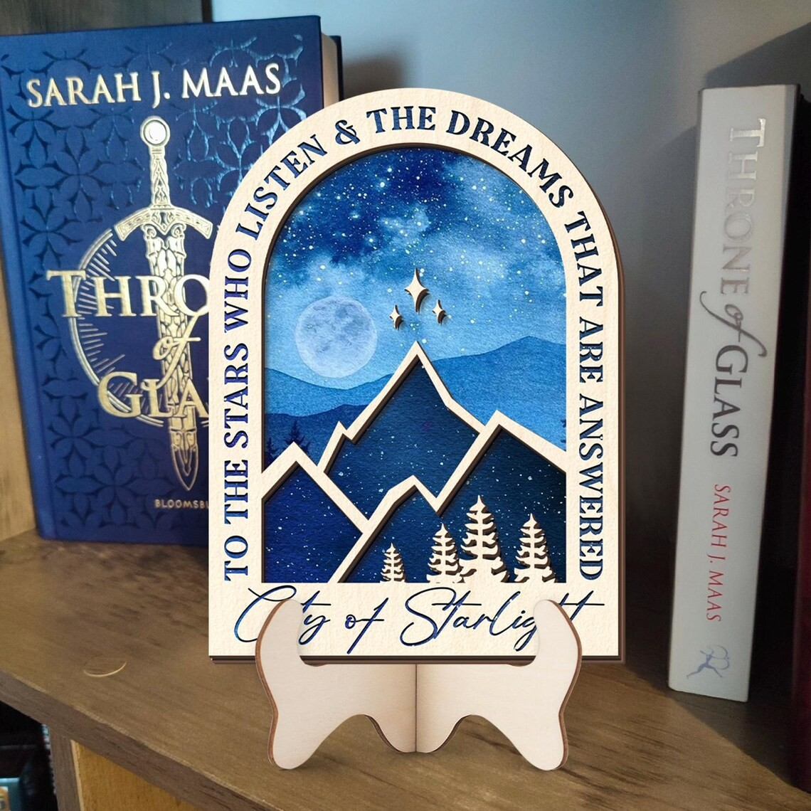 City of Starlight Bookshelf Sign, ACOTAR Wooden Shelf Decor, The Stars Who Listen Quote, Night Court Aesthetic, Spicy BookTok Smut Reader Sign BTVLR50