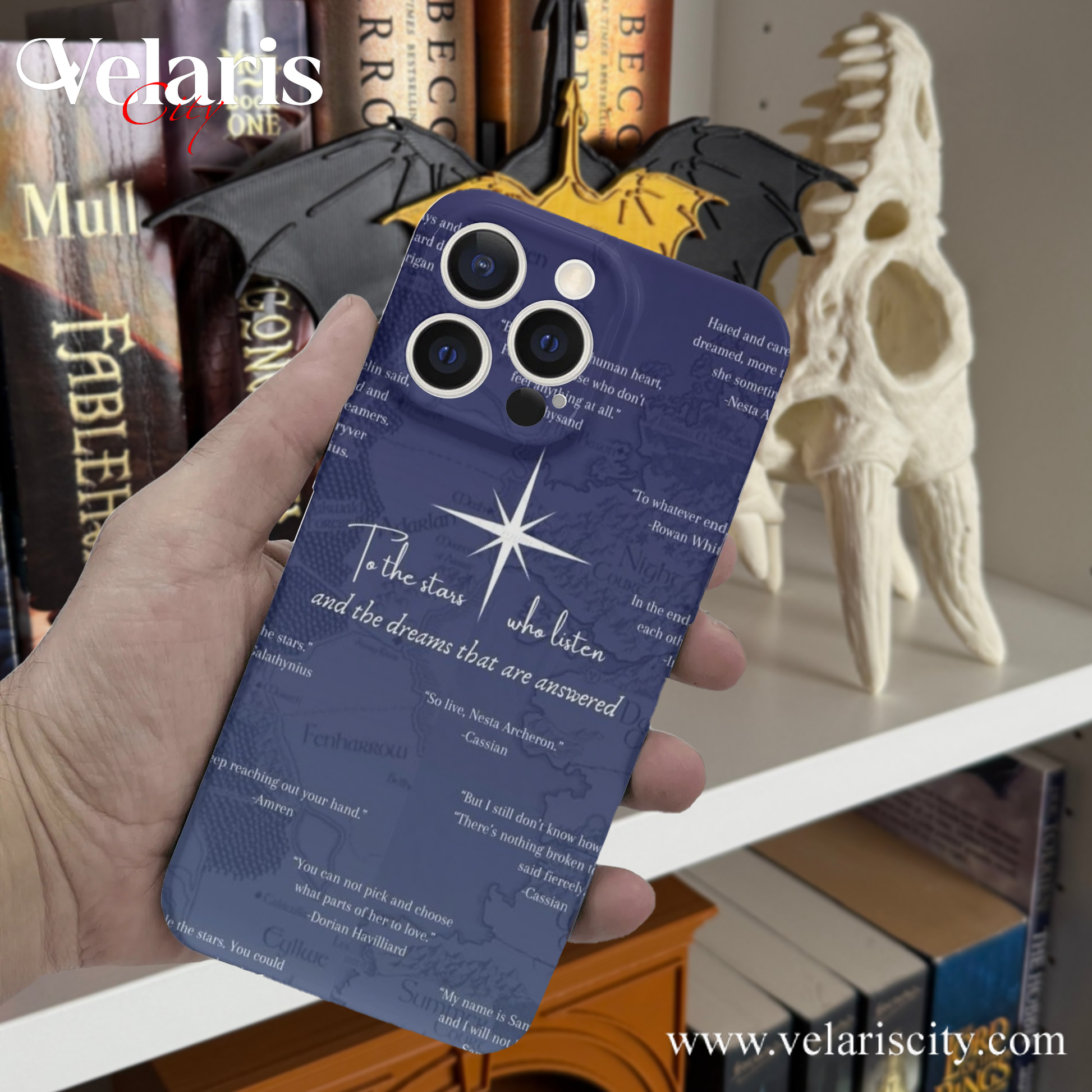 Velaris Map and Quotes Phone Case - ACOTAR Inspired Fantasy Design, Stars and Dreams iPhone Cover PCVLR14