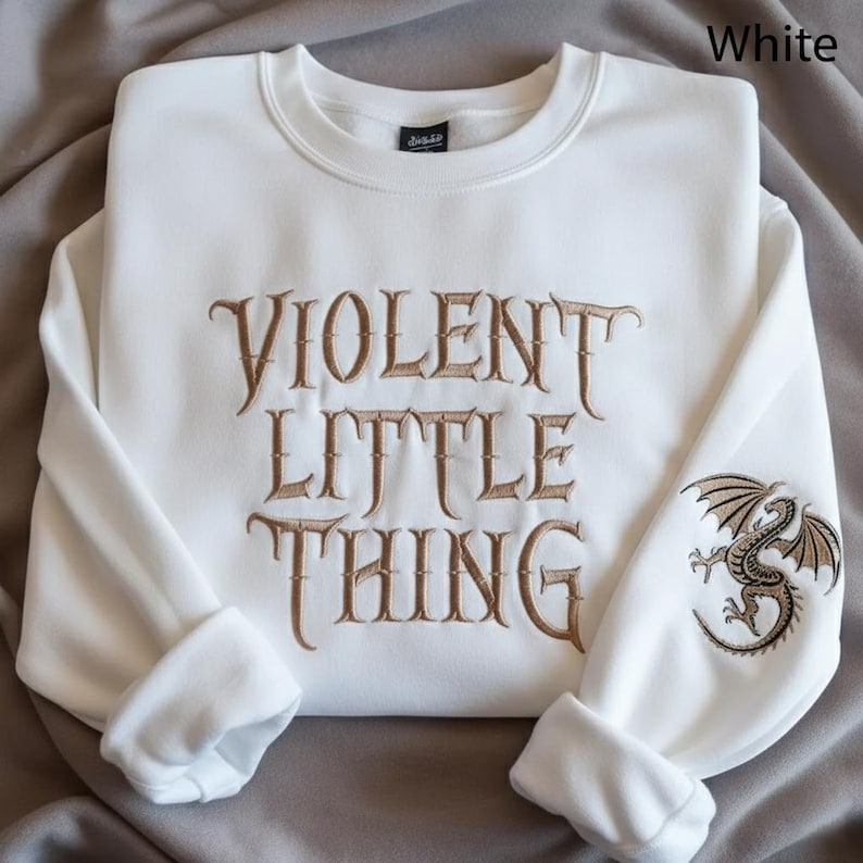 Violent Little Thing Sweatshirt, Gothic Fantasy Crewneck, Bookish Dragon Gift for Romantasy Readers and Dark Academia Lovers VEMB79