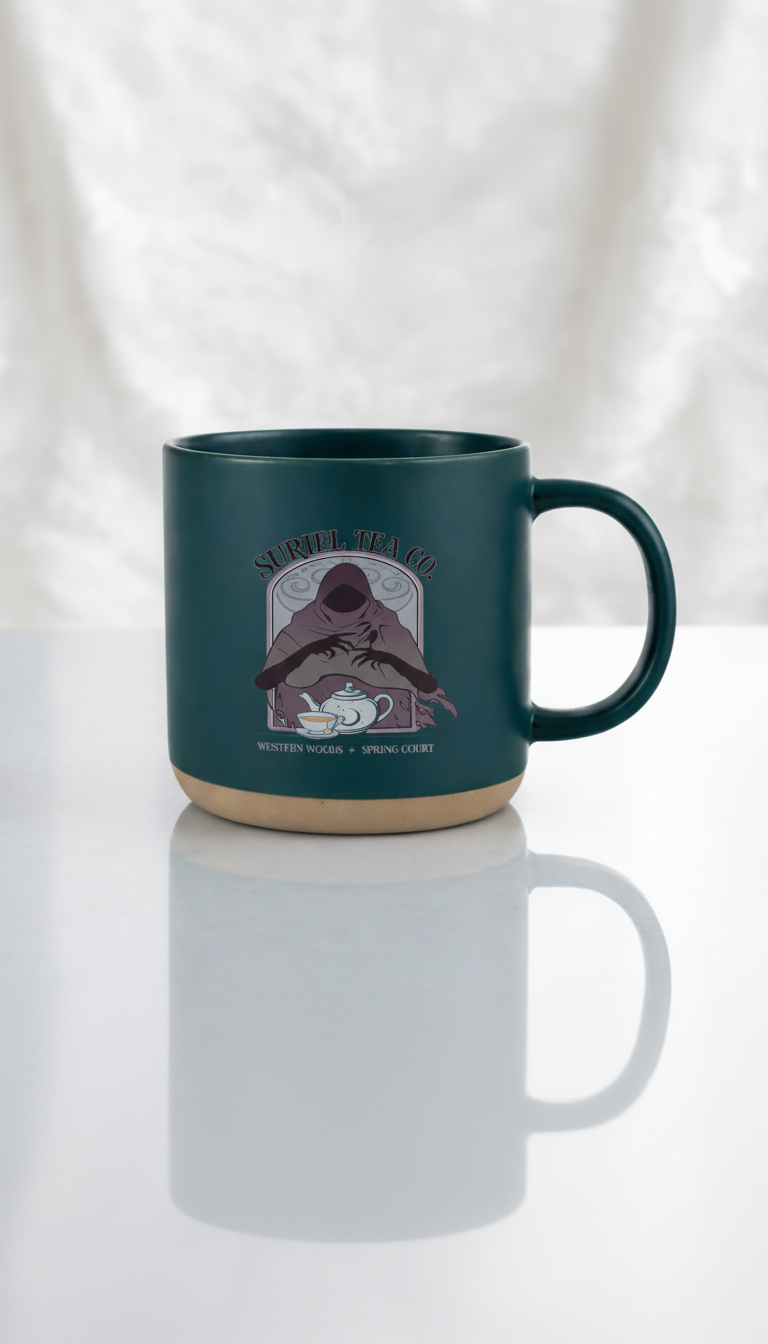 Suriel Tea Co Pottery Mug, ACOTAR Inspired Ceramic Coffee Cup, Bookish Fantasy Reader Gift, Spring Court Tea Mug PMVLR35