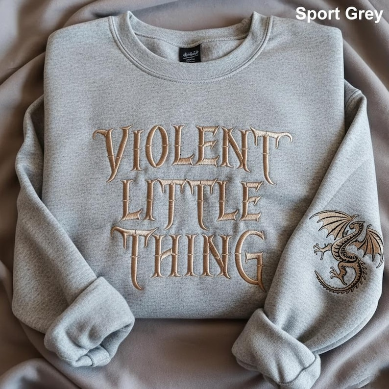 Violent Little Thing Sweatshirt, Gothic Fantasy Crewneck, Bookish Dragon Gift for Romantasy Readers and Dark Academia Lovers VEMB79