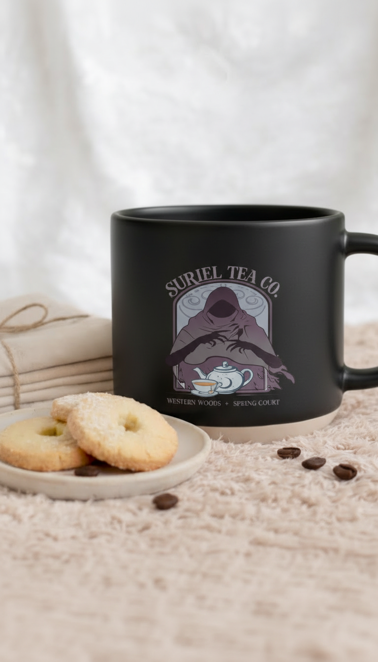 Suriel Tea Co Pottery Mug, ACOTAR Inspired Ceramic Coffee Cup, Bookish Fantasy Reader Gift, Spring Court Tea Mug PMVLR35