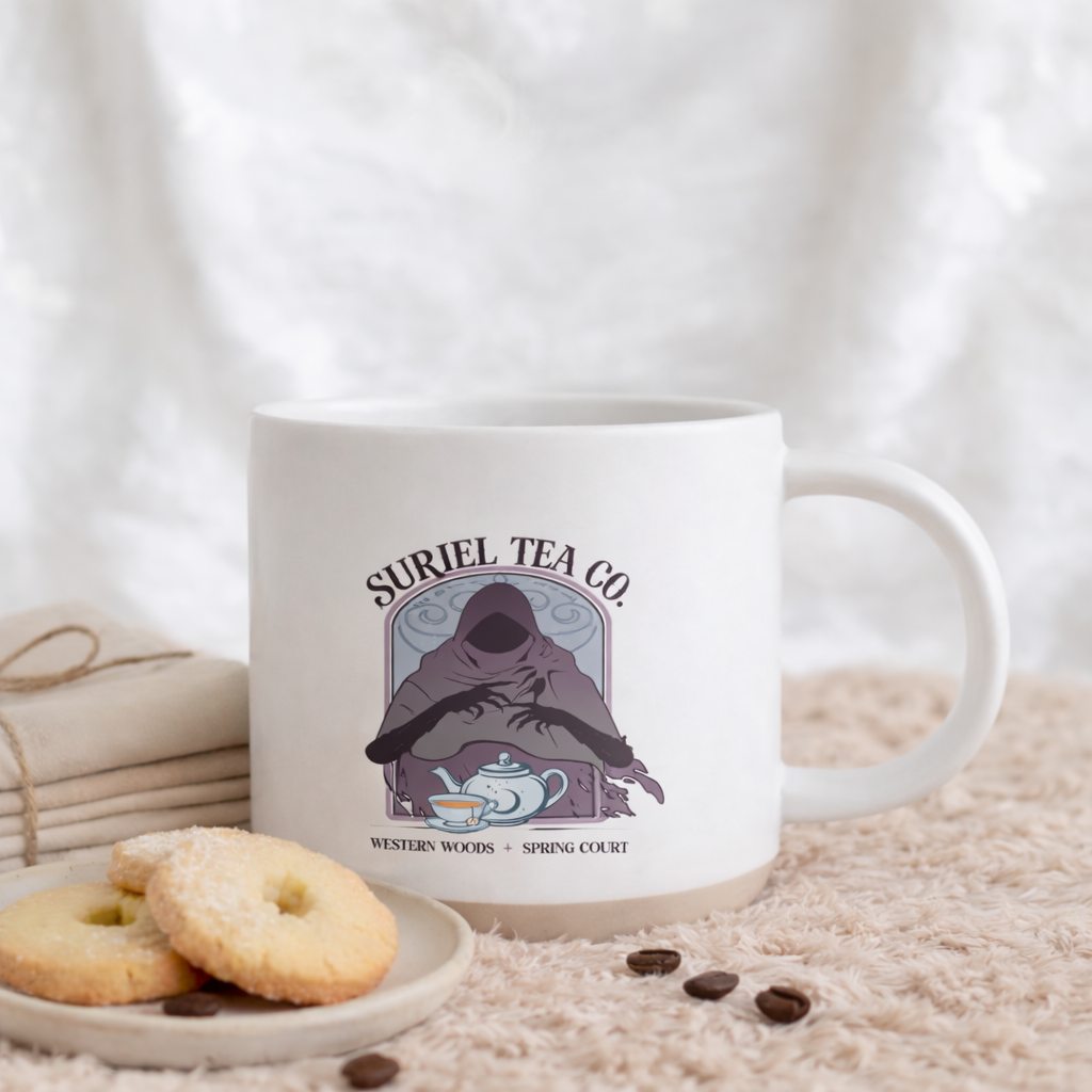Suriel Tea Co Pottery Mug, ACOTAR Inspired Ceramic Coffee Cup, Bookish Fantasy Reader Gift, Spring Court Tea Mug PMVLR35