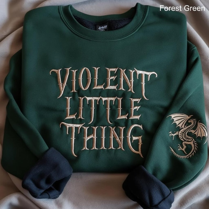 Violent Little Thing Sweatshirt, Gothic Fantasy Crewneck, Bookish Dragon Gift for Romantasy Readers and Dark Academia Lovers VEMB79