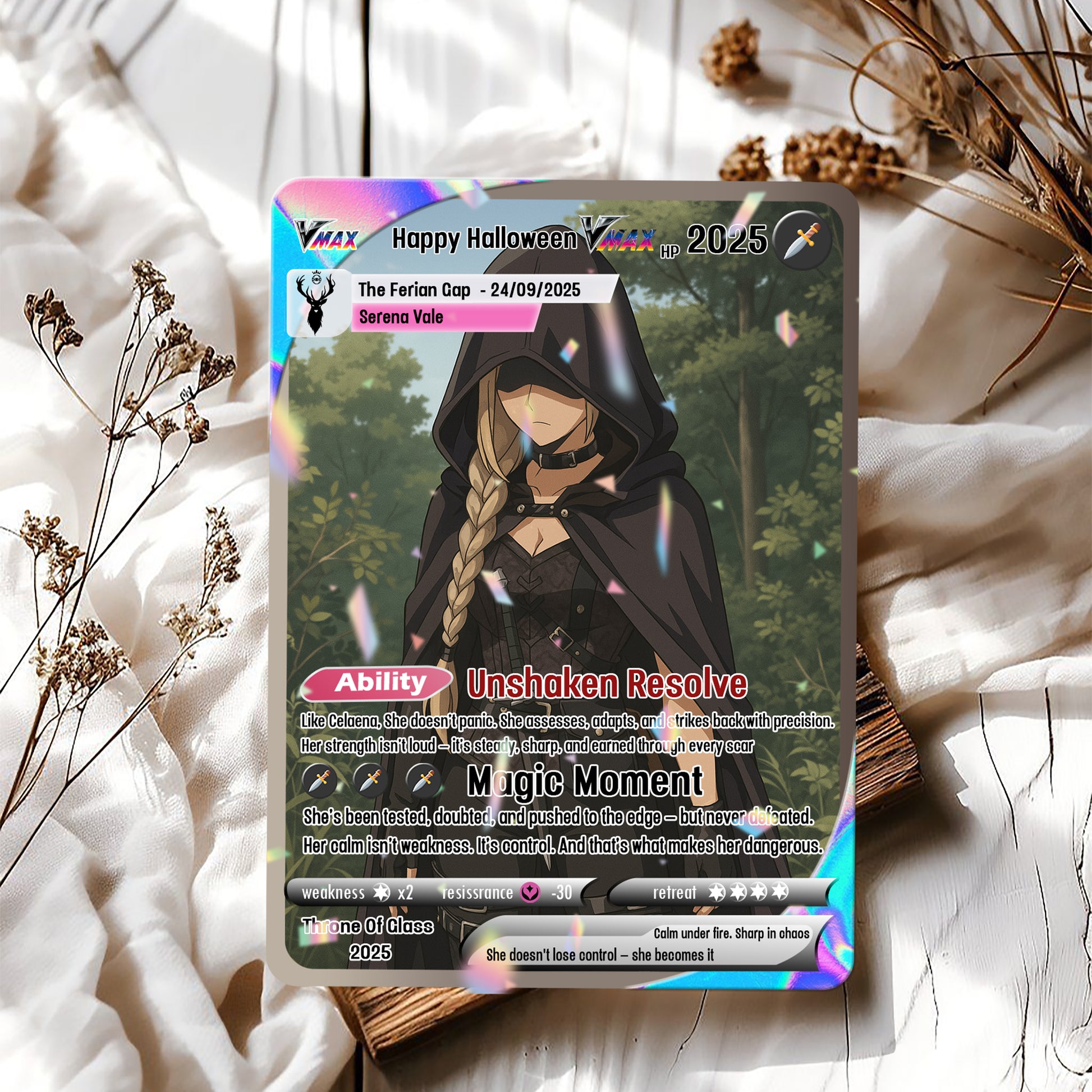 Happy Halloween Custom Card, Custom Photo Anime Card, Throne Of Glass Card Gift, Custom Celaena Card Gift. CVLR035