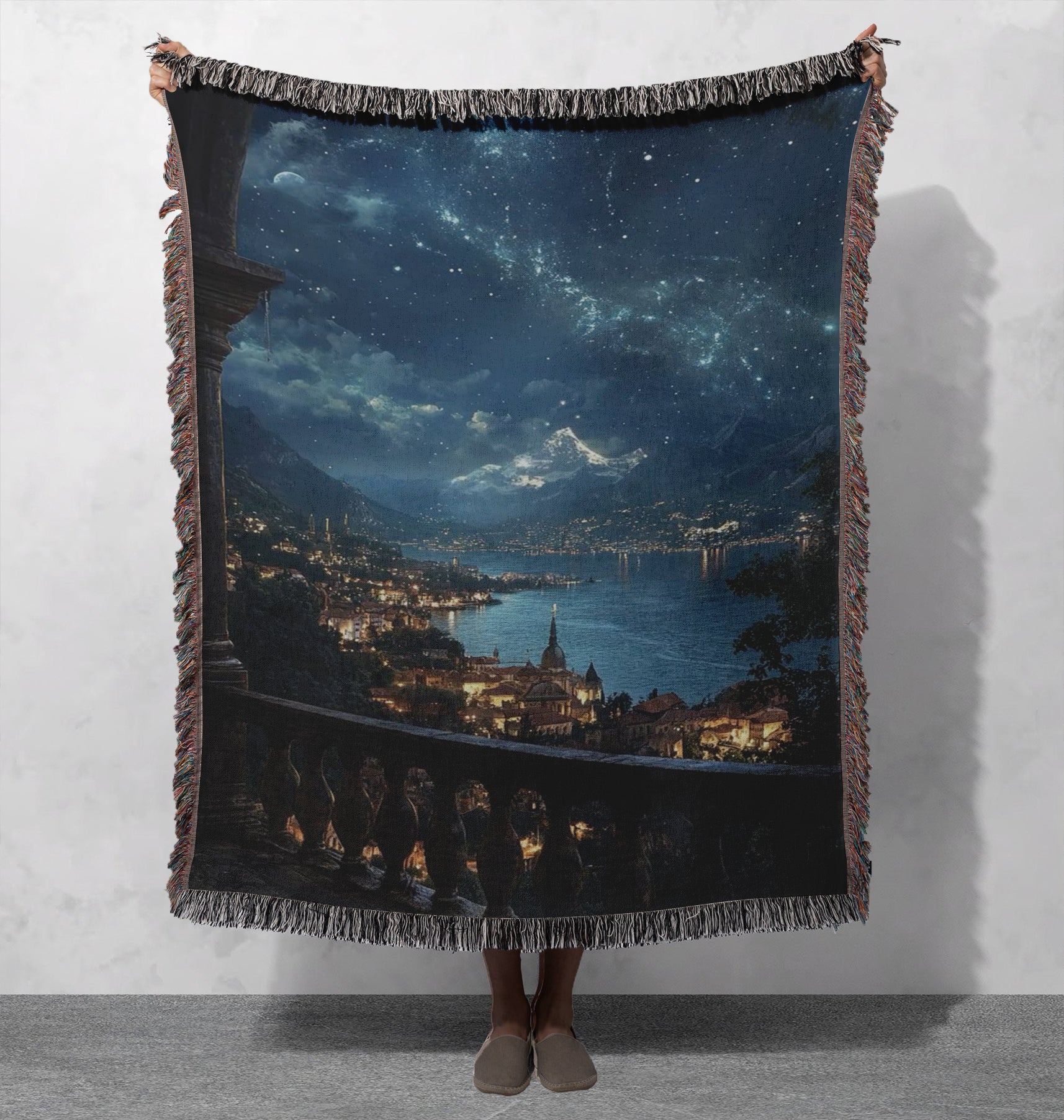 Velaris City of Starlight Woven Blanket, Fantasy Mountain and Stars Throw, To the Stars Quote Design, Cozy ACOTAR Home Decor BKVLR15