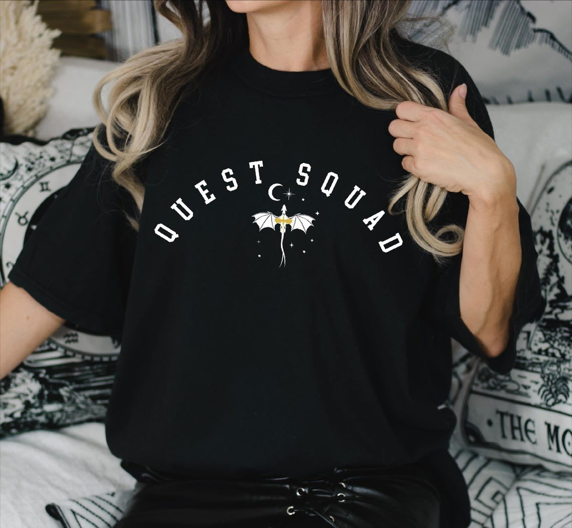 Quest Squad Comfort Colors Shirt, Onyx Storm Shirt, Fantasy Book Dragon Shirt. CFVLR13