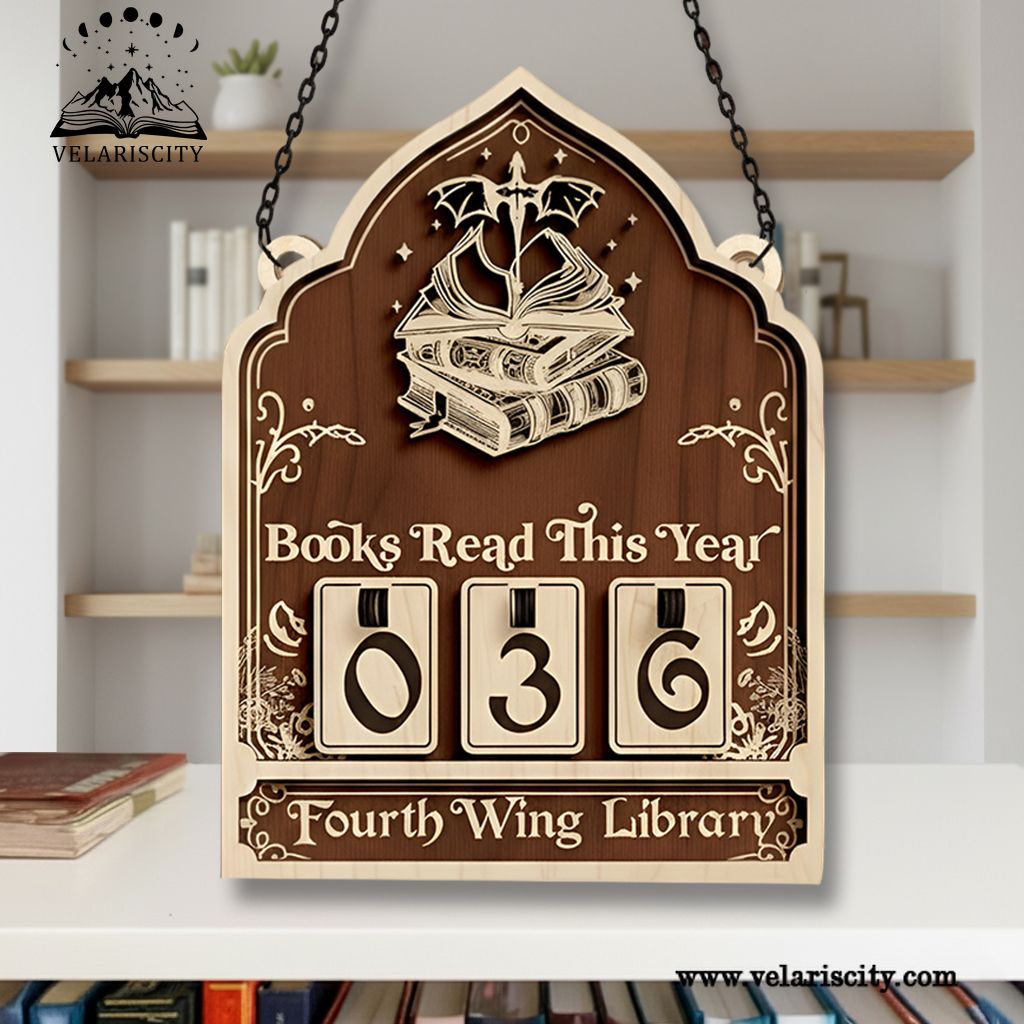 Personalized Book Tracker Sign, Fourth Wing Book Tracker, Dragon Bookish Decor, Fantasy Reading Tracker Display, Book Lover Gift, Wooden Wall Sign BTVLR16