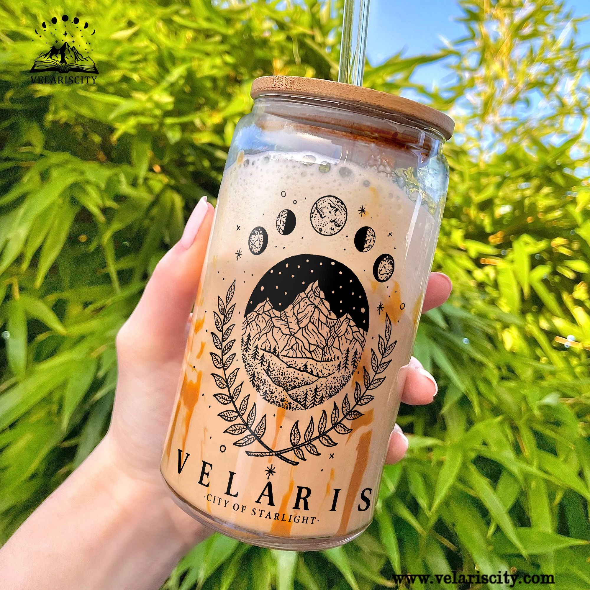 Velaris City of Starlight Glass Can Cup with Straw, ACOTAR A Court of Thorns and Roses Tumbler, Bookish Fantasy Gift GLVLR51