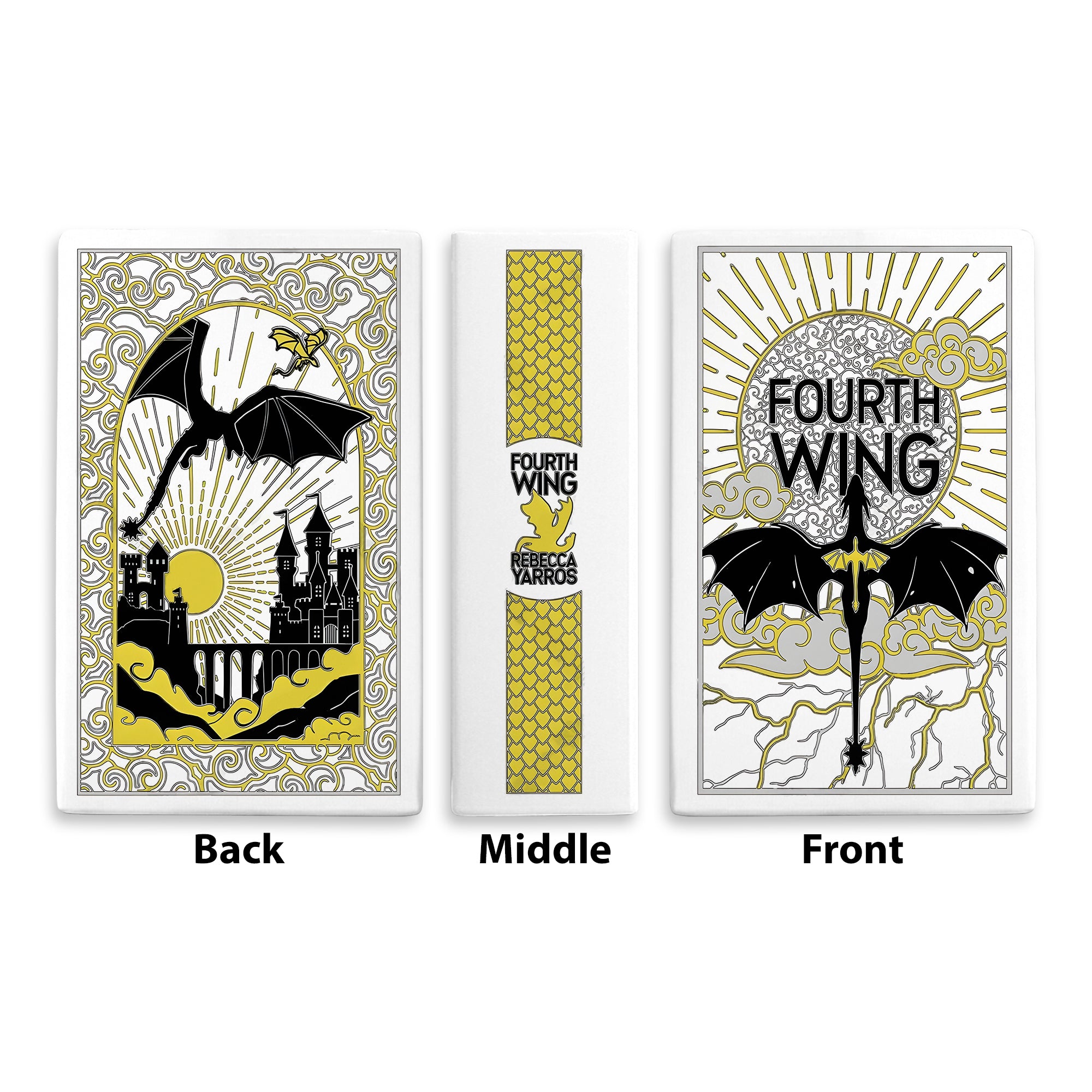 Fourth Wing Ceramic Book Vase, Bold Fantasy Dragon Decor, Sunburst Castle Aesthetic Gift for Book Lovers CVVRL15