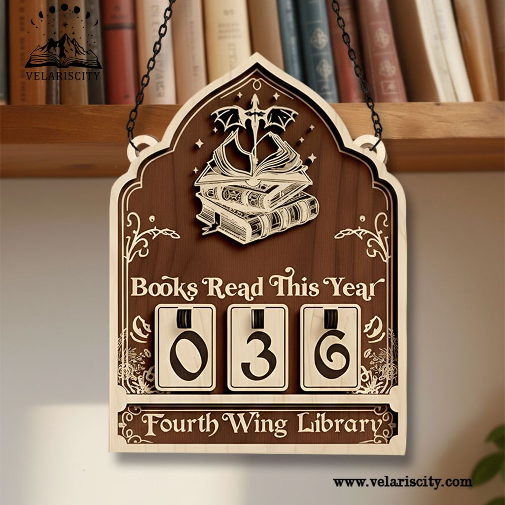 Personalized Book Tracker Sign, Fourth Wing Book Tracker, Dragon Bookish Decor, Fantasy Reading Tracker Display, Book Lover Gift, Wooden Wall Sign BTVLR16