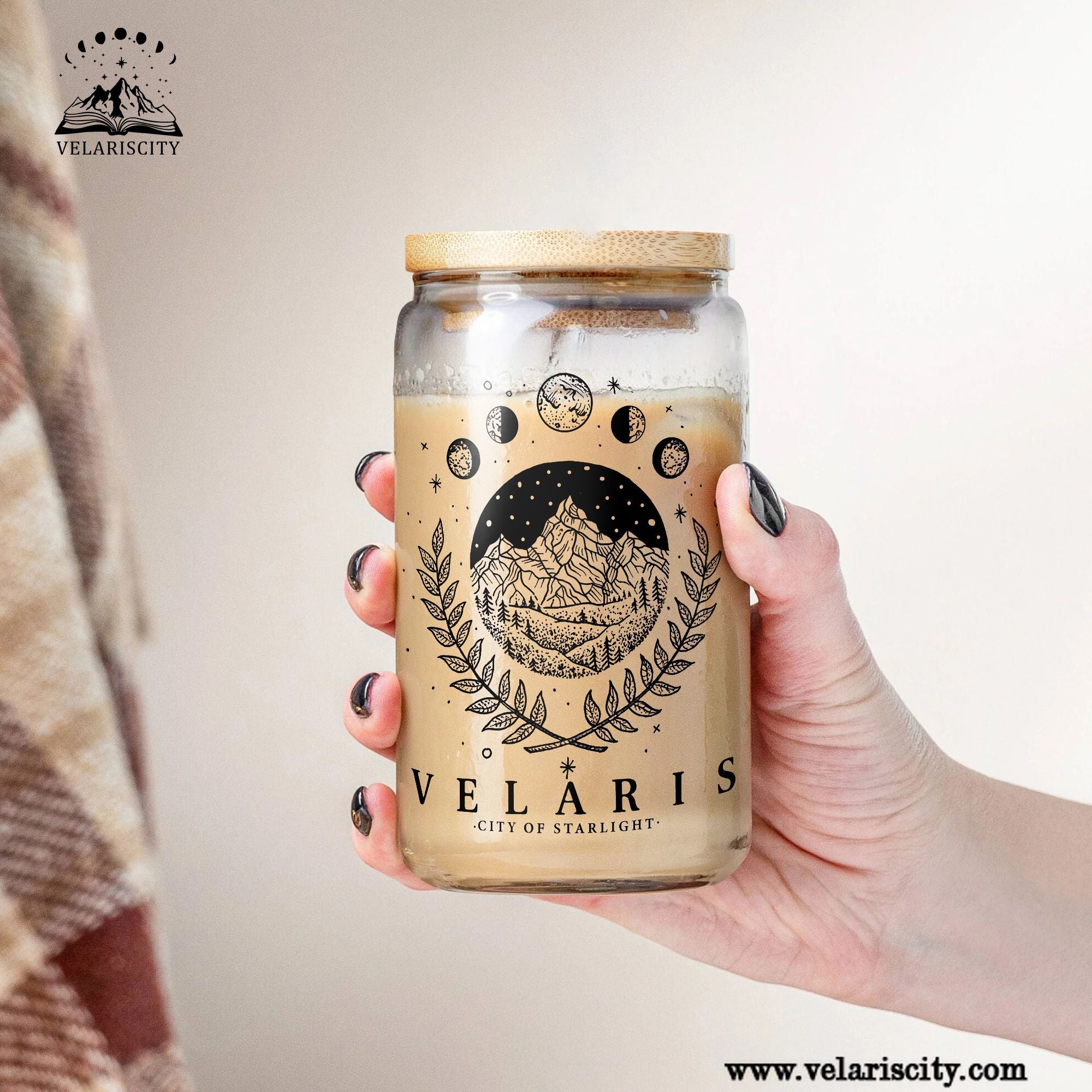 Velaris City of Starlight Glass Can Cup with Straw, ACOTAR A Court of Thorns and Roses Tumbler, Bookish Fantasy Gift GLVLR51