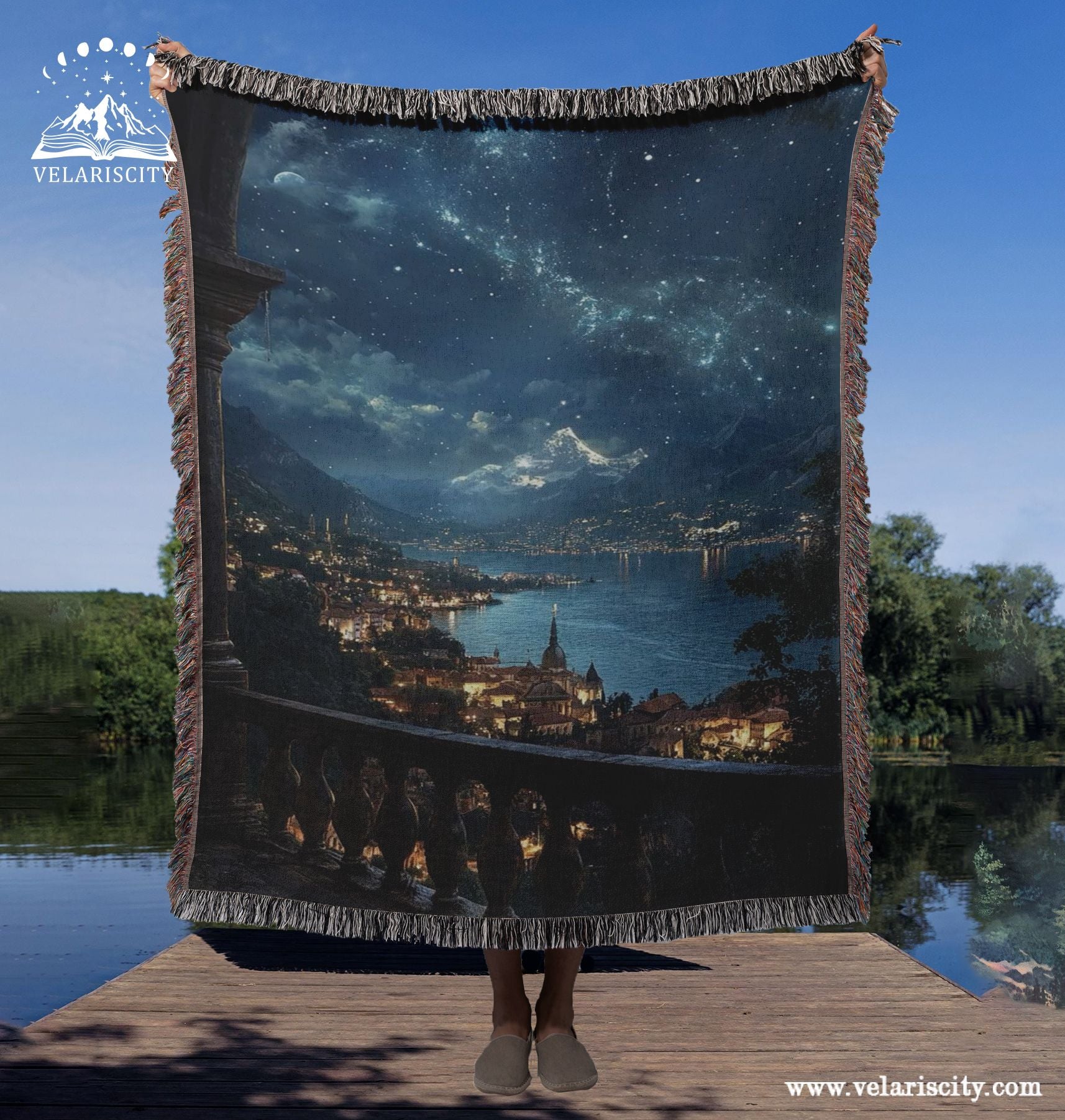 Velaris City of Starlight Woven Blanket, Fantasy Mountain and Stars Throw, To the Stars Quote Design, Cozy ACOTAR Home Decor BKVLR15